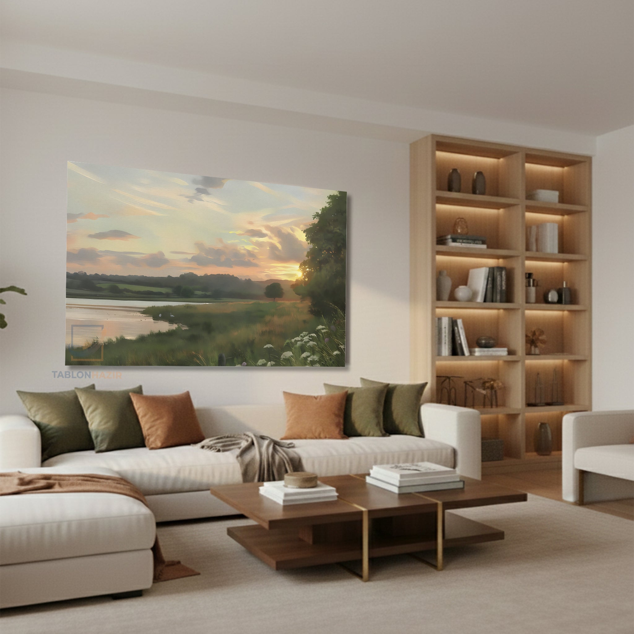 Yatay Kanvas Duvar Tablosu Vintagegolmanzarasi Salon Tablosu Ofis Tablosu Ev Hediyesi Dekorasyon