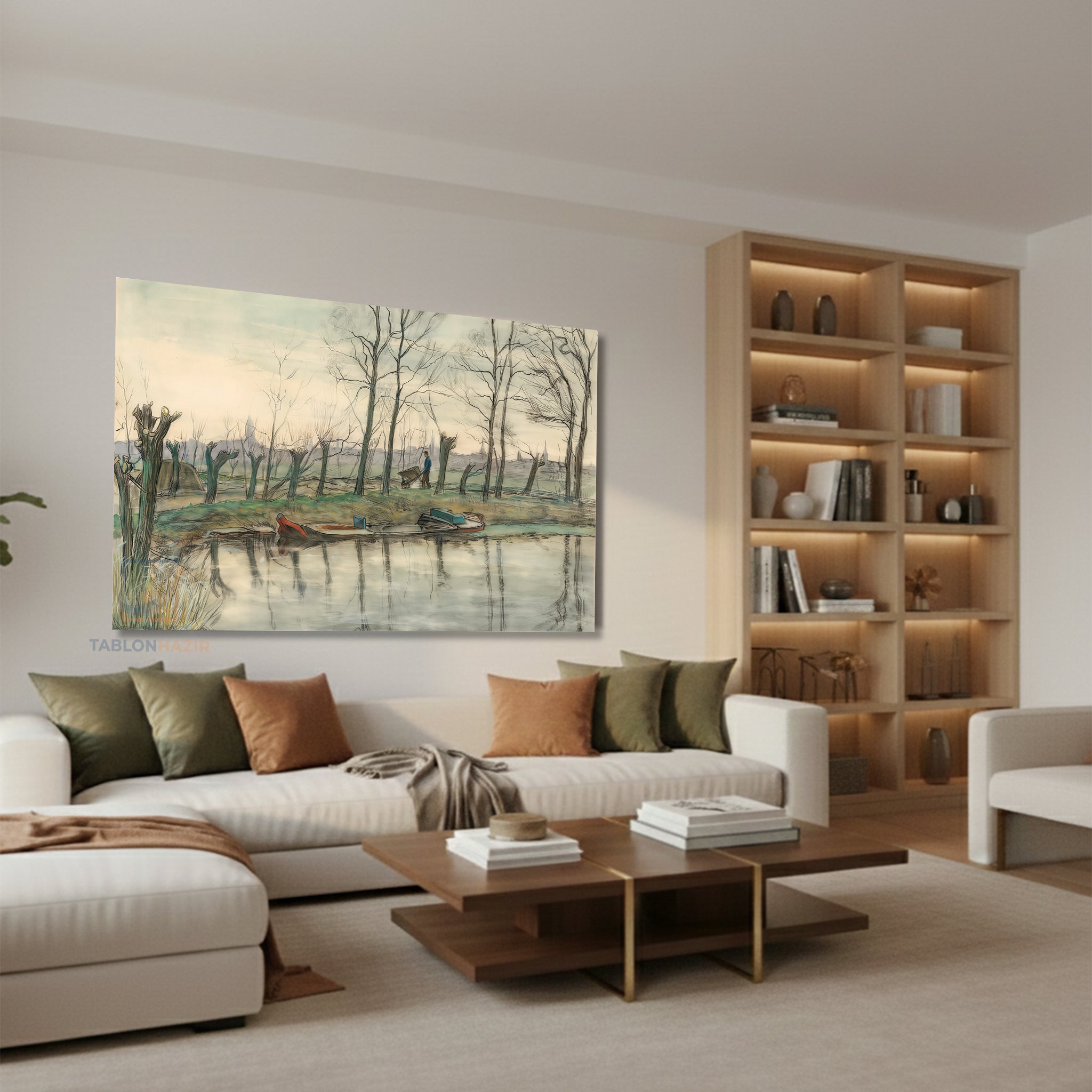 Yatay Kanvas Duvar Tablosu Vintagemanzara Salon Tablosu Ofis Tablosu Yeni Ev Hediyesi Dekorasyon
