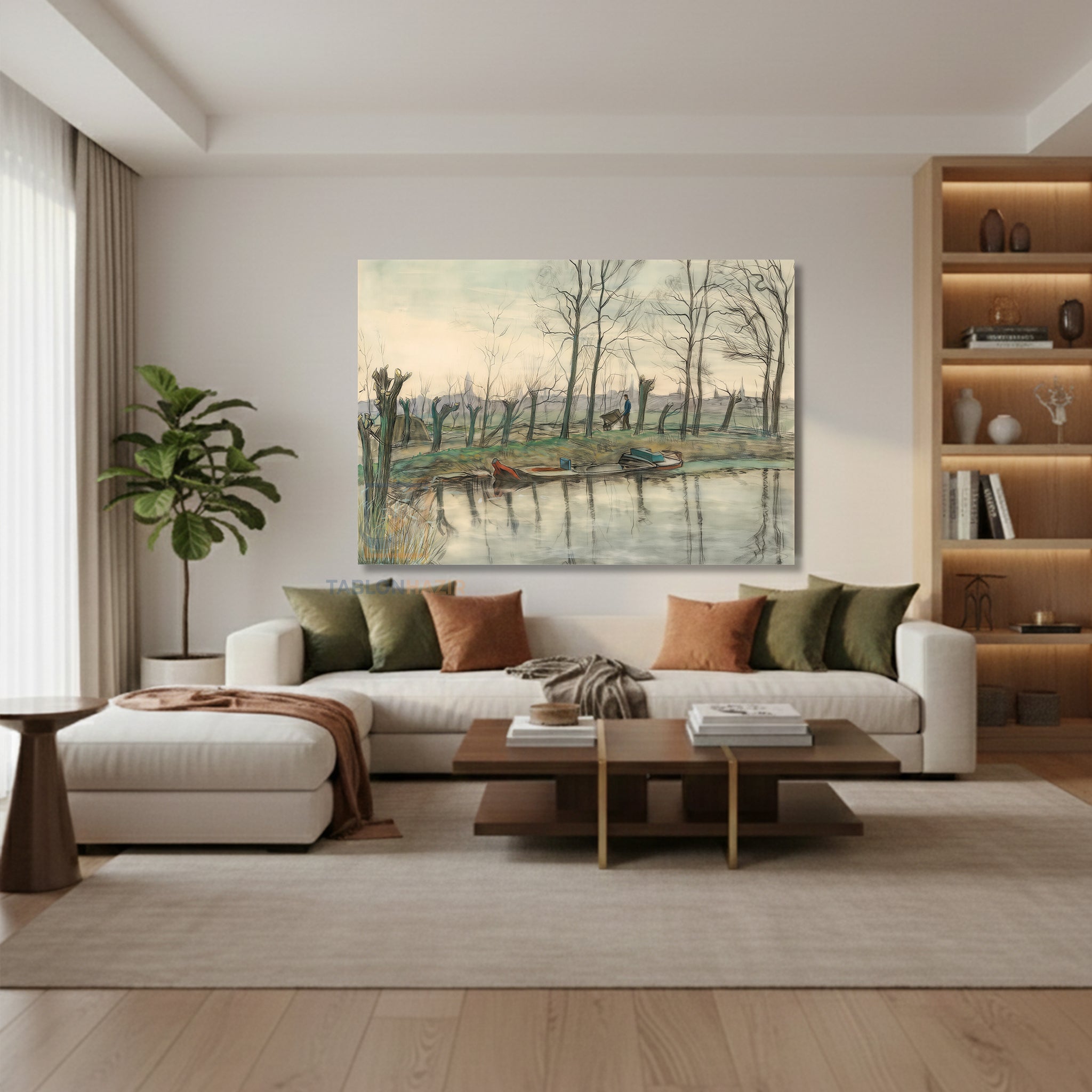 Yatay Kanvas Duvar Tablosu Vintagemanzara Salon Tablosu Ofis Tablosu Yeni Ev Hediyesi Dekorasyon