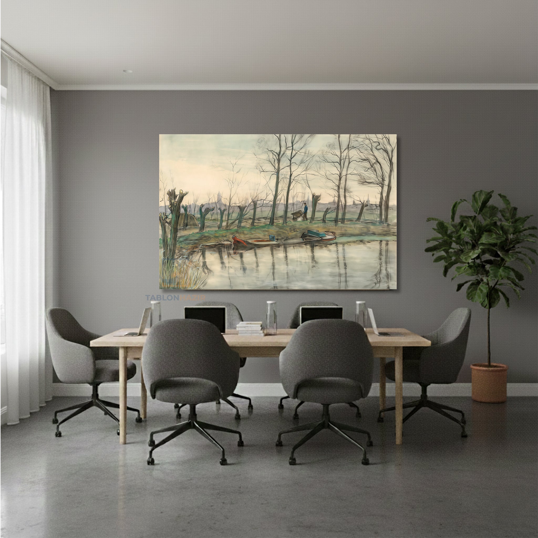 Yatay Kanvas Duvar Tablosu Vintagemanzara Salon Tablosu Ofis Tablosu Yeni Ev Hediyesi Dekorasyon