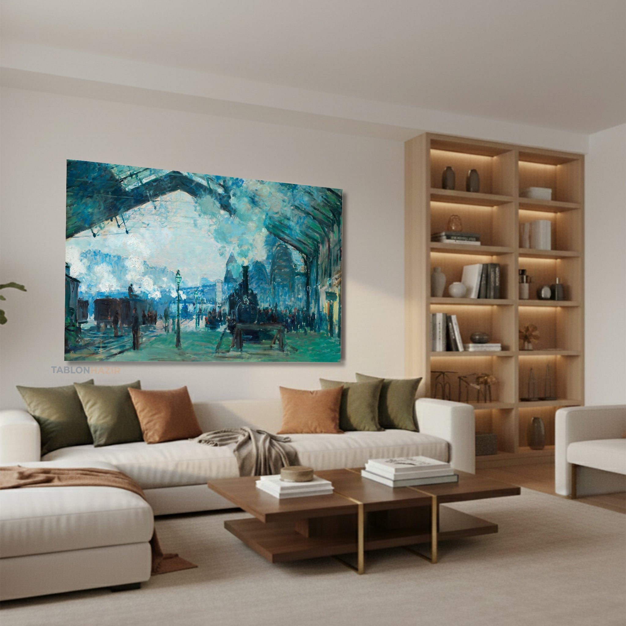 Yatay Kanvas Duvar Tablosu Vintagetrenıstasyonu Salon Tablosu Ofis Tablosu Ev Hediyesi Dekorasyon