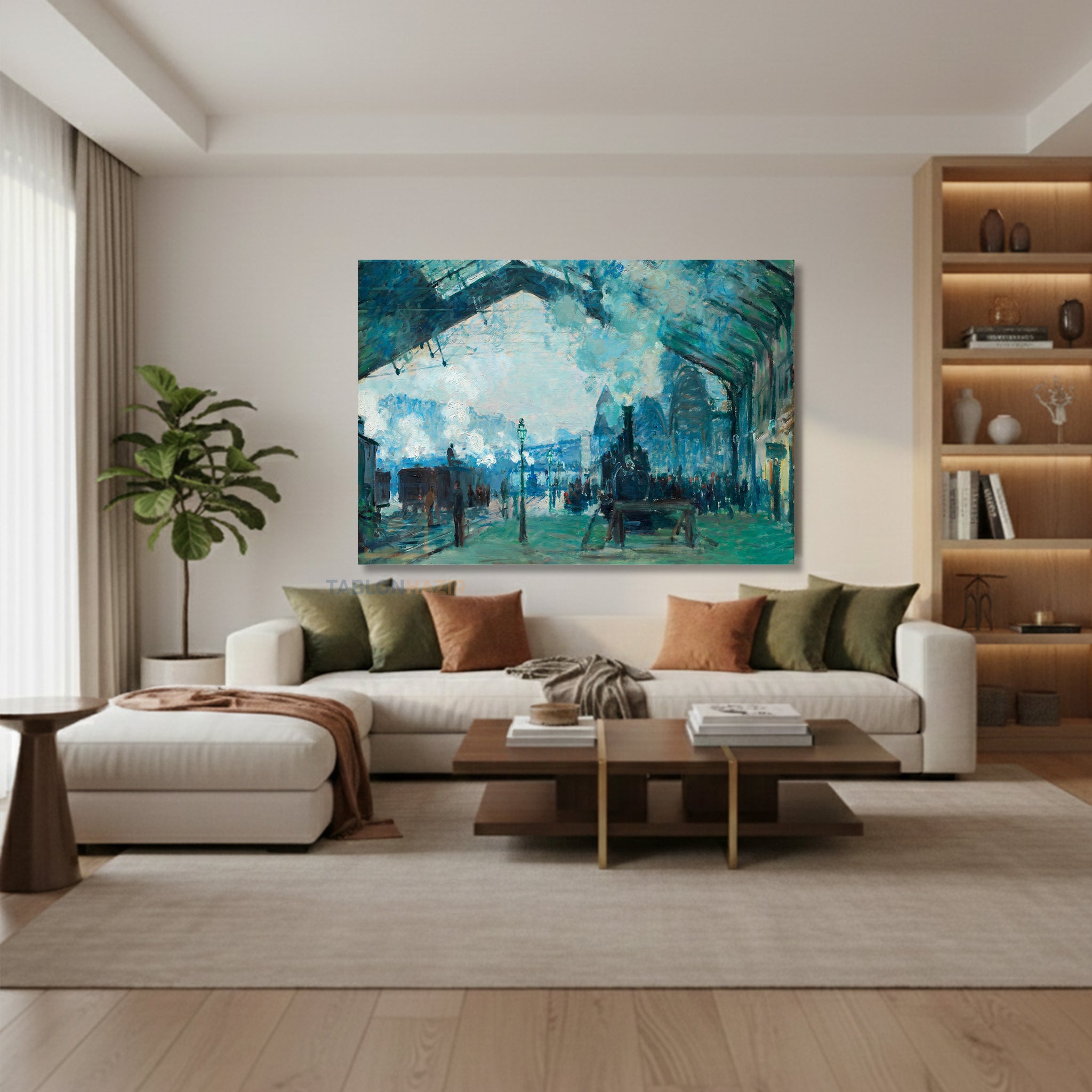 Yatay Kanvas Duvar Tablosu Vintagetrenıstasyonu Salon Tablosu Ofis Tablosu Ev Hediyesi Dekorasyon