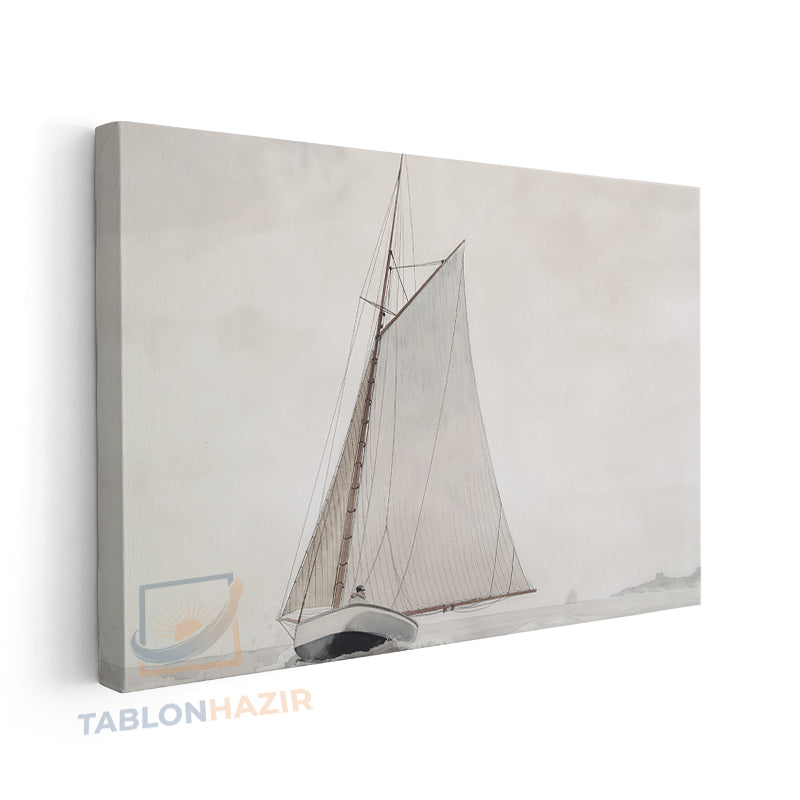 Yatay Kanvas Duvar Tablosu Vintageyelkenli Salon Tablosu Ofis Tablosu Yeni Ev Hediyesi Dekorasyon