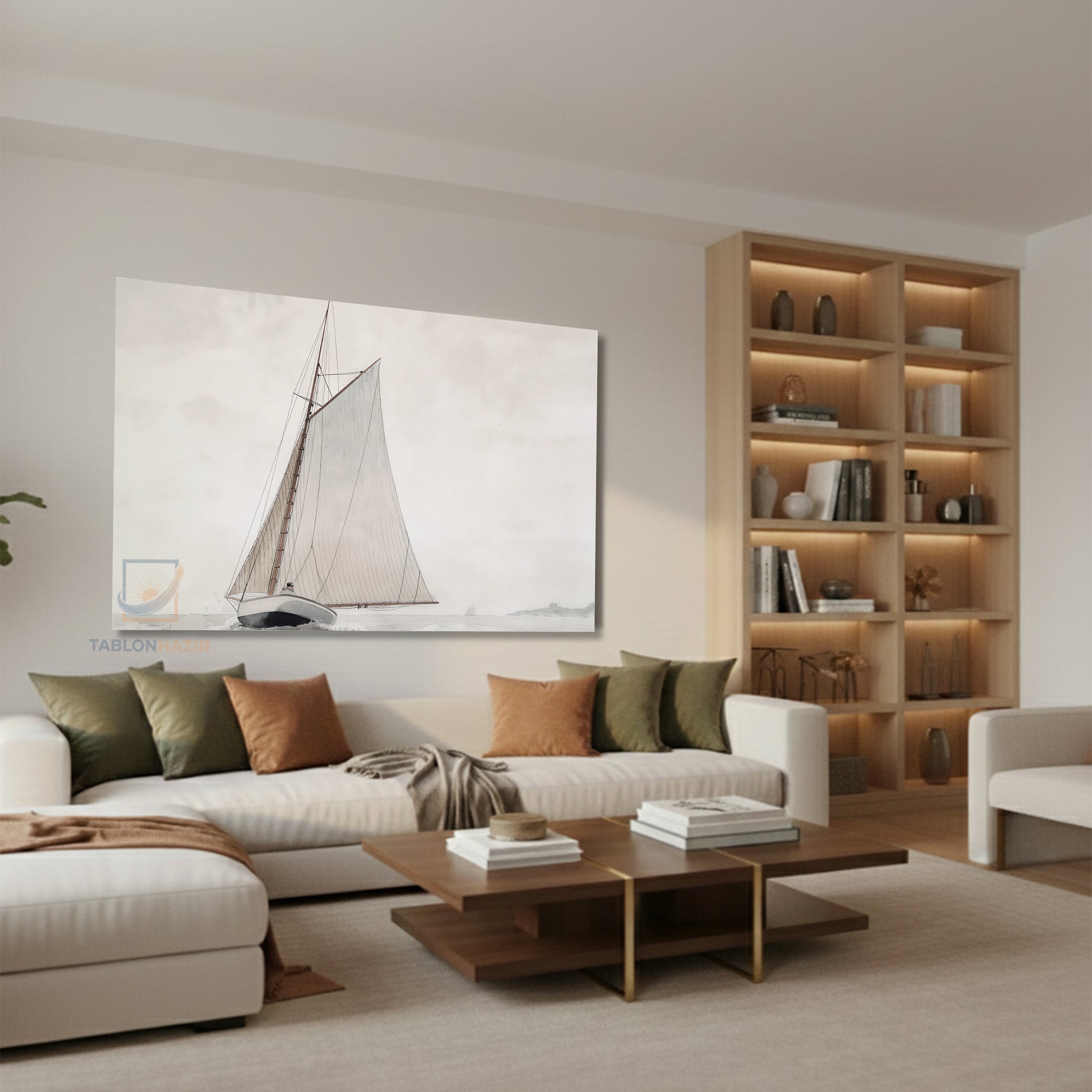 Yatay Kanvas Duvar Tablosu Vintageyelkenli Salon Tablosu Ofis Tablosu Yeni Ev Hediyesi Dekorasyon