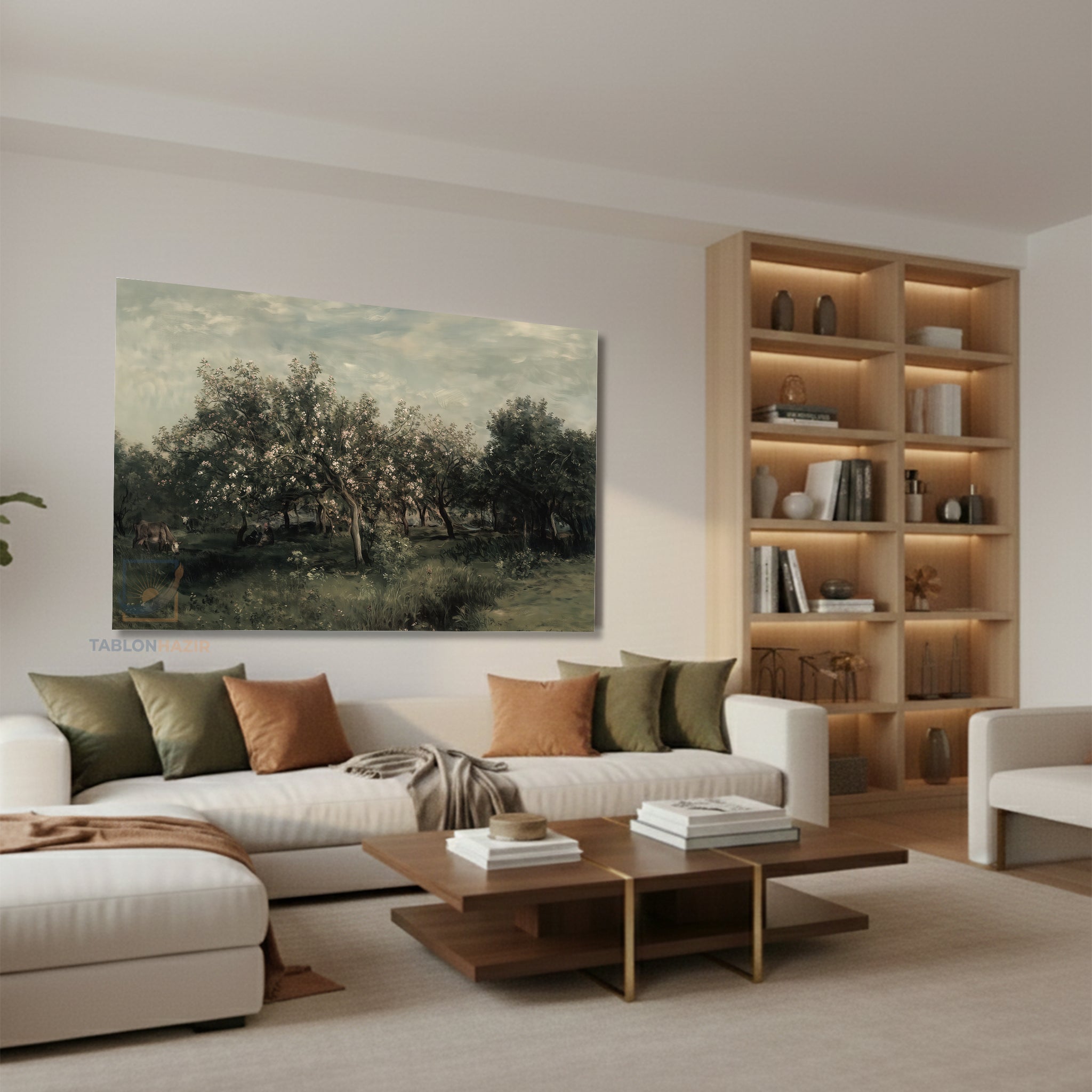 Yatay Kanvas Duvar Tablosu Yesilagaclar Salon Tablosu Ofis Tablosu Yeni Ev Hediyesi Dekorasyon