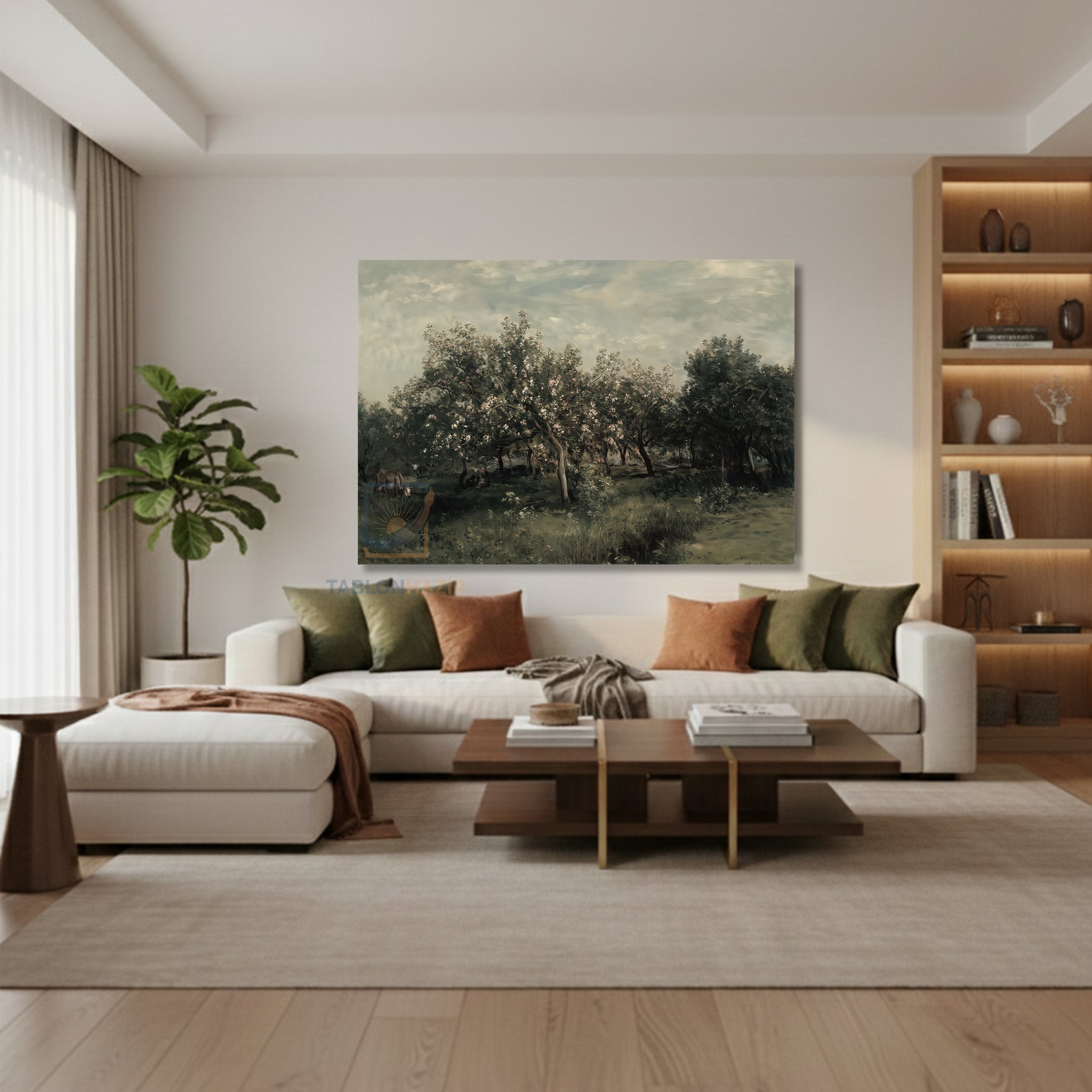 Yatay Kanvas Duvar Tablosu Yesilagaclar Salon Tablosu Ofis Tablosu Yeni Ev Hediyesi Dekorasyon