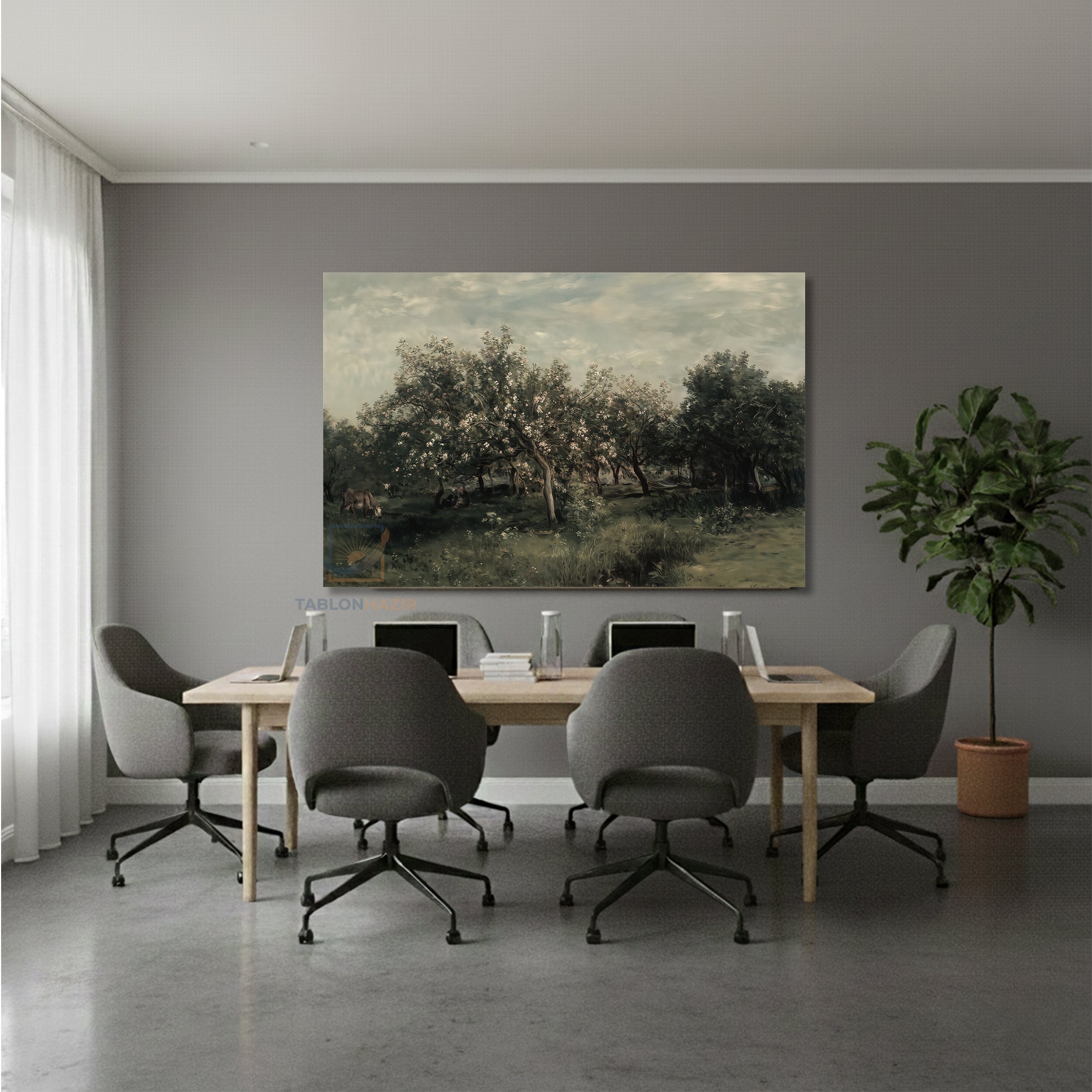 Yatay Kanvas Duvar Tablosu Yesilagaclar Salon Tablosu Ofis Tablosu Yeni Ev Hediyesi Dekorasyon