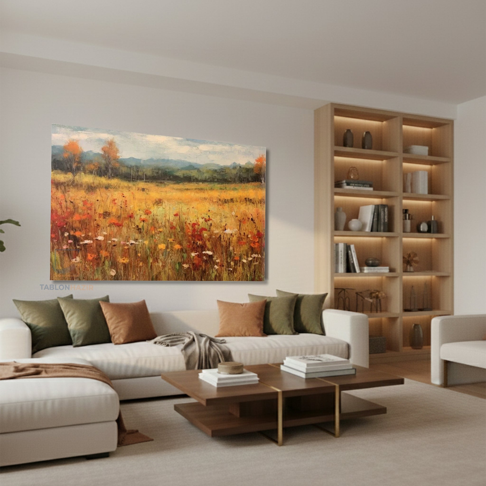 Yatay Kanvas Duvar Tablosu Bahar Manzara Salon Tablosu Ofis Tablosu Yeni Ev Hediyesi Dekorasyon