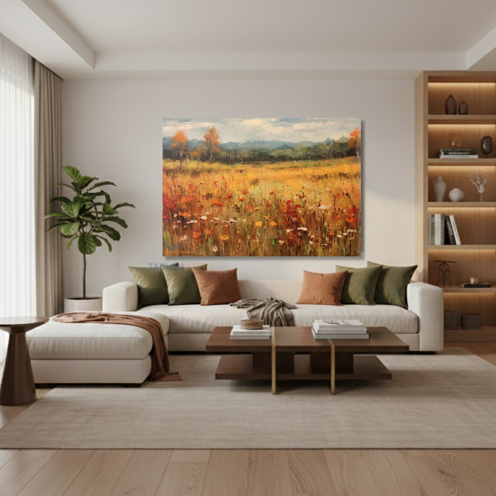 Yatay Kanvas Duvar Tablosu Bahar Manzara Salon Tablosu Ofis Tablosu Yeni Ev Hediyesi Dekorasyon