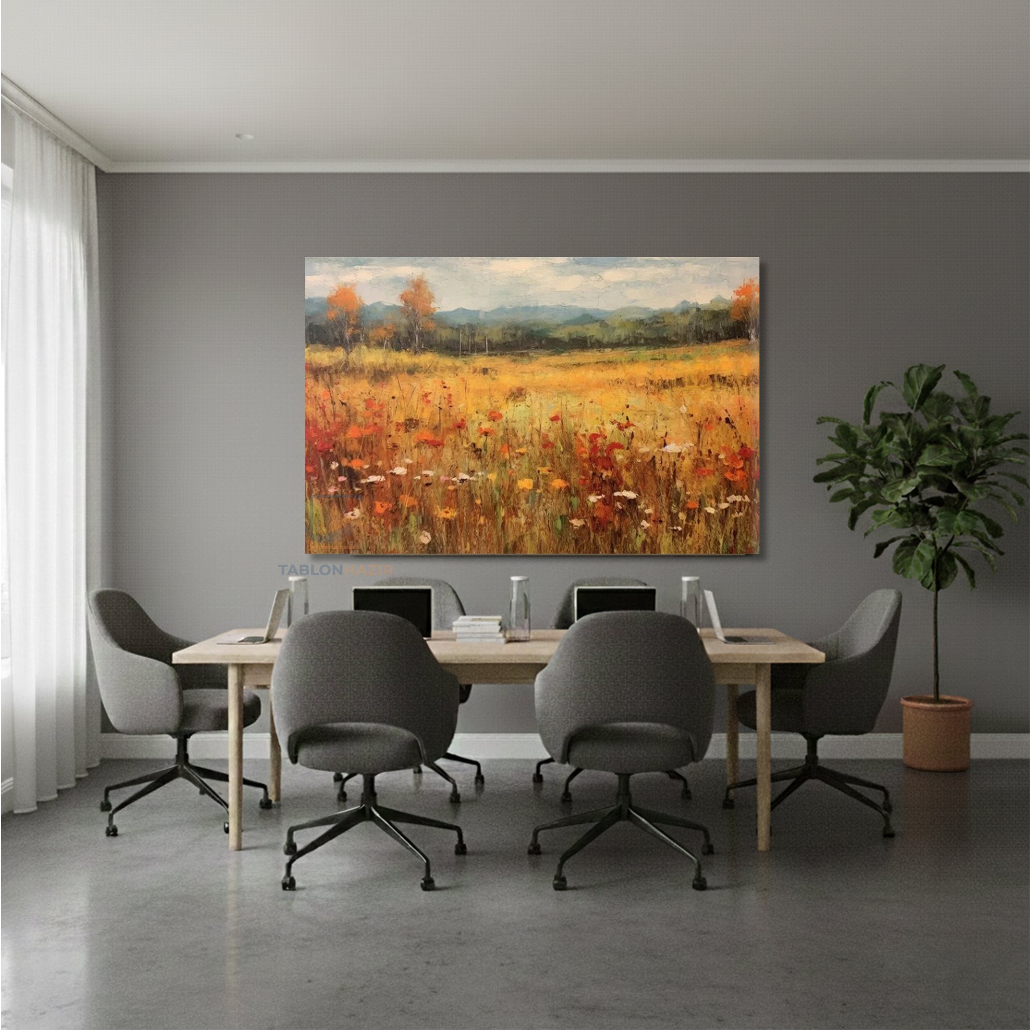 Yatay Kanvas Duvar Tablosu Bahar Manzara Salon Tablosu Ofis Tablosu Yeni Ev Hediyesi Dekorasyon