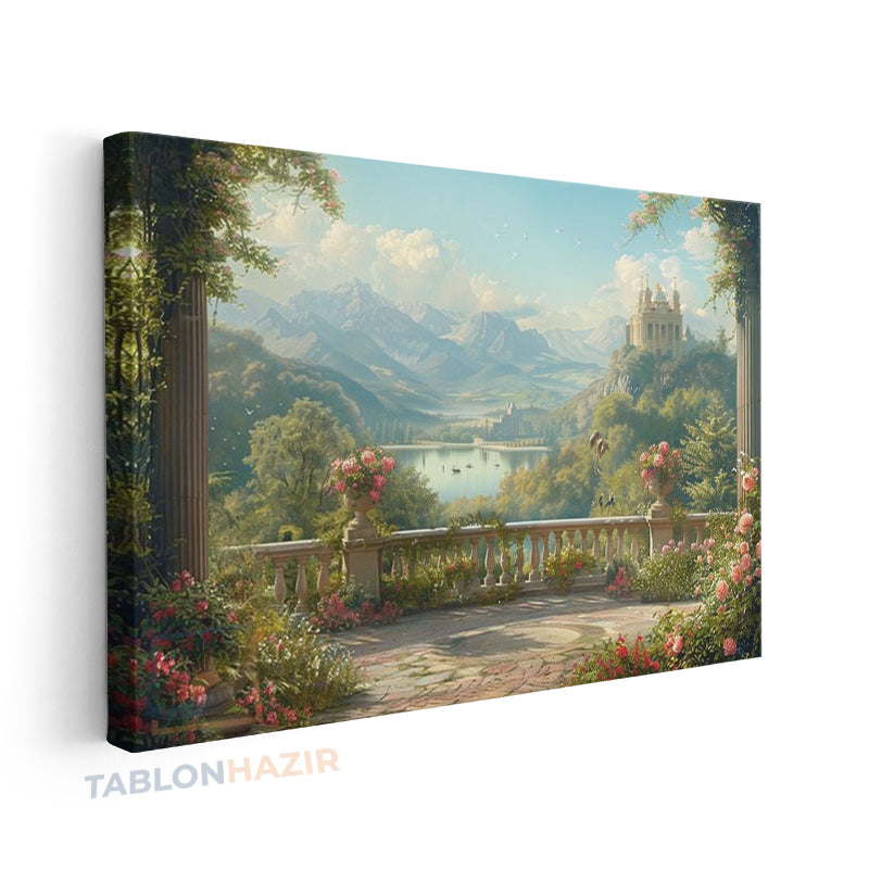 Yatay Kanvas Duvar Tablosu Balkon Manzarasi Salon Tablosu Ofis Tablosu Yeni Ev Hediyesi Dekorasyon