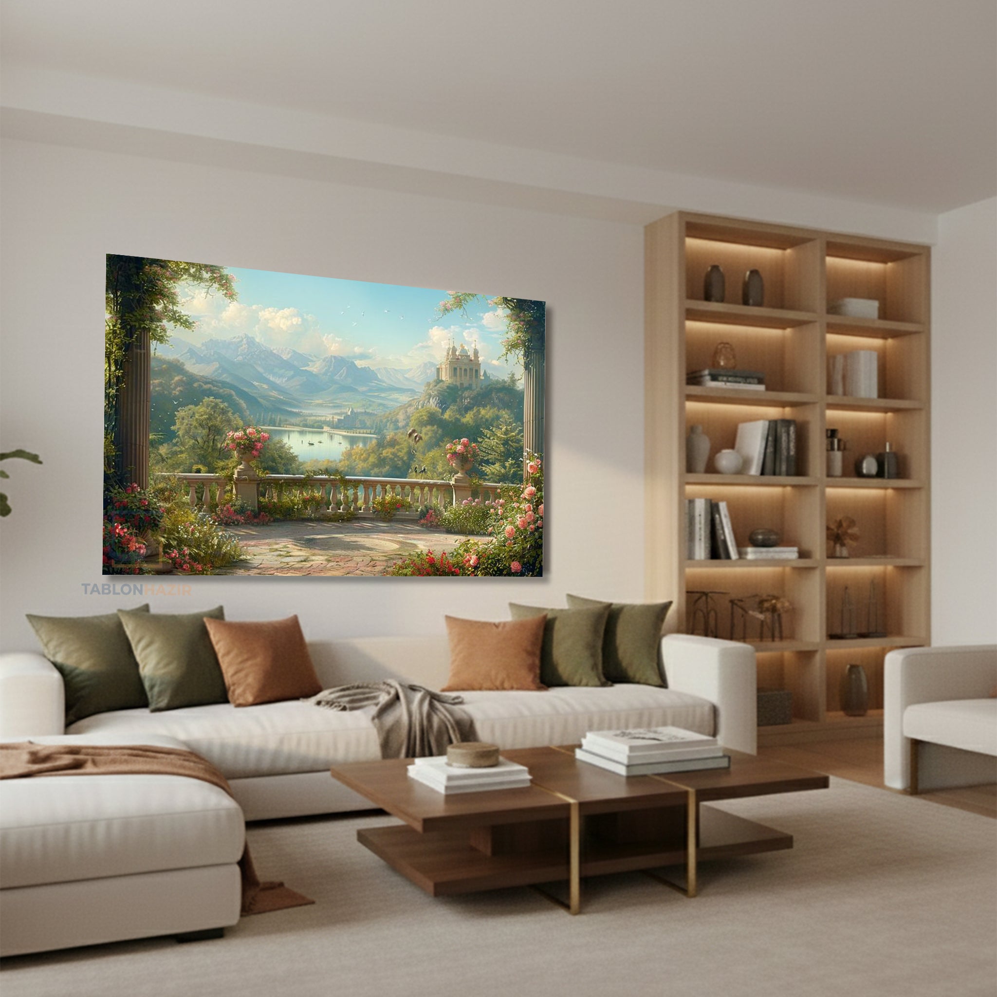 Yatay Kanvas Duvar Tablosu Balkon Manzarasi Salon Tablosu Ofis Tablosu Yeni Ev Hediyesi Dekorasyon