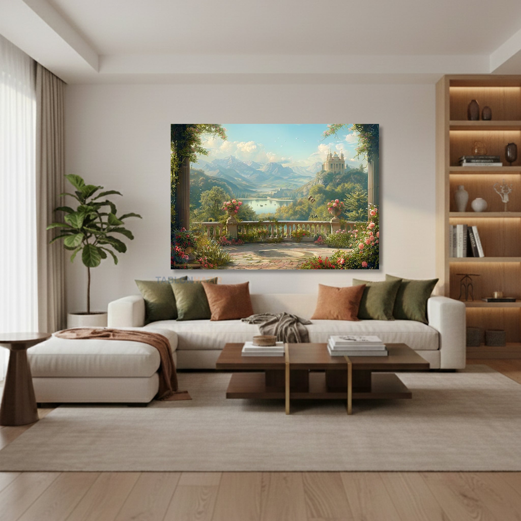 Yatay Kanvas Duvar Tablosu Balkon Manzarasi Salon Tablosu Ofis Tablosu Yeni Ev Hediyesi Dekorasyon