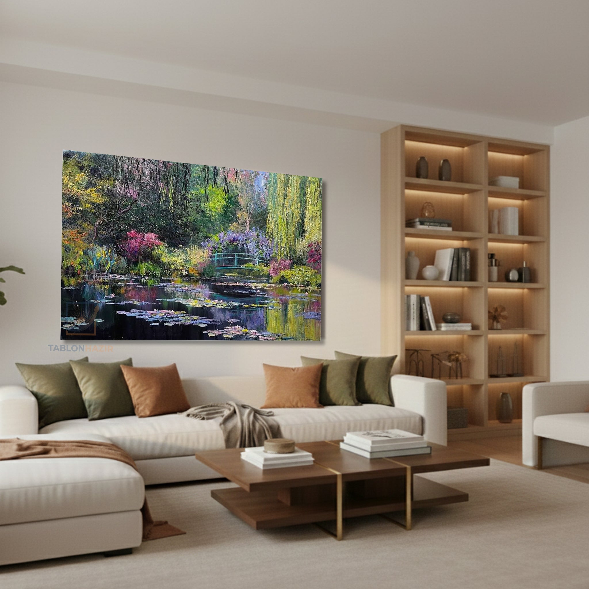 Yatay Kanvas Duvar Tablosu Nilufer Manzara Salon Tablosu Ofis Tablosu Yeni Ev Hediyesi Dekorasyon