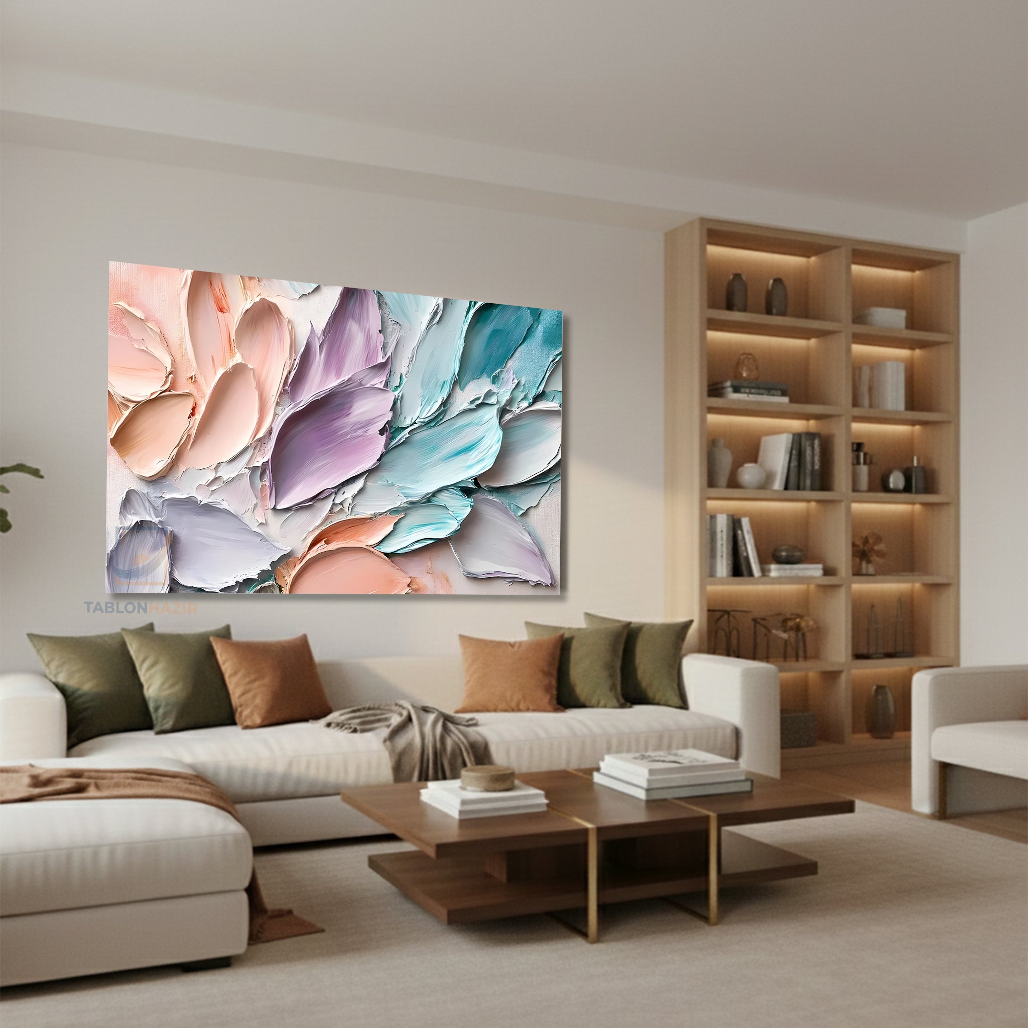 Yatay Kanvas Duvar Tablosu Boya Pastel Soyut Salon Tablosu Ofis Tablosu Yeni Ev Hediyesi Dekorasyon