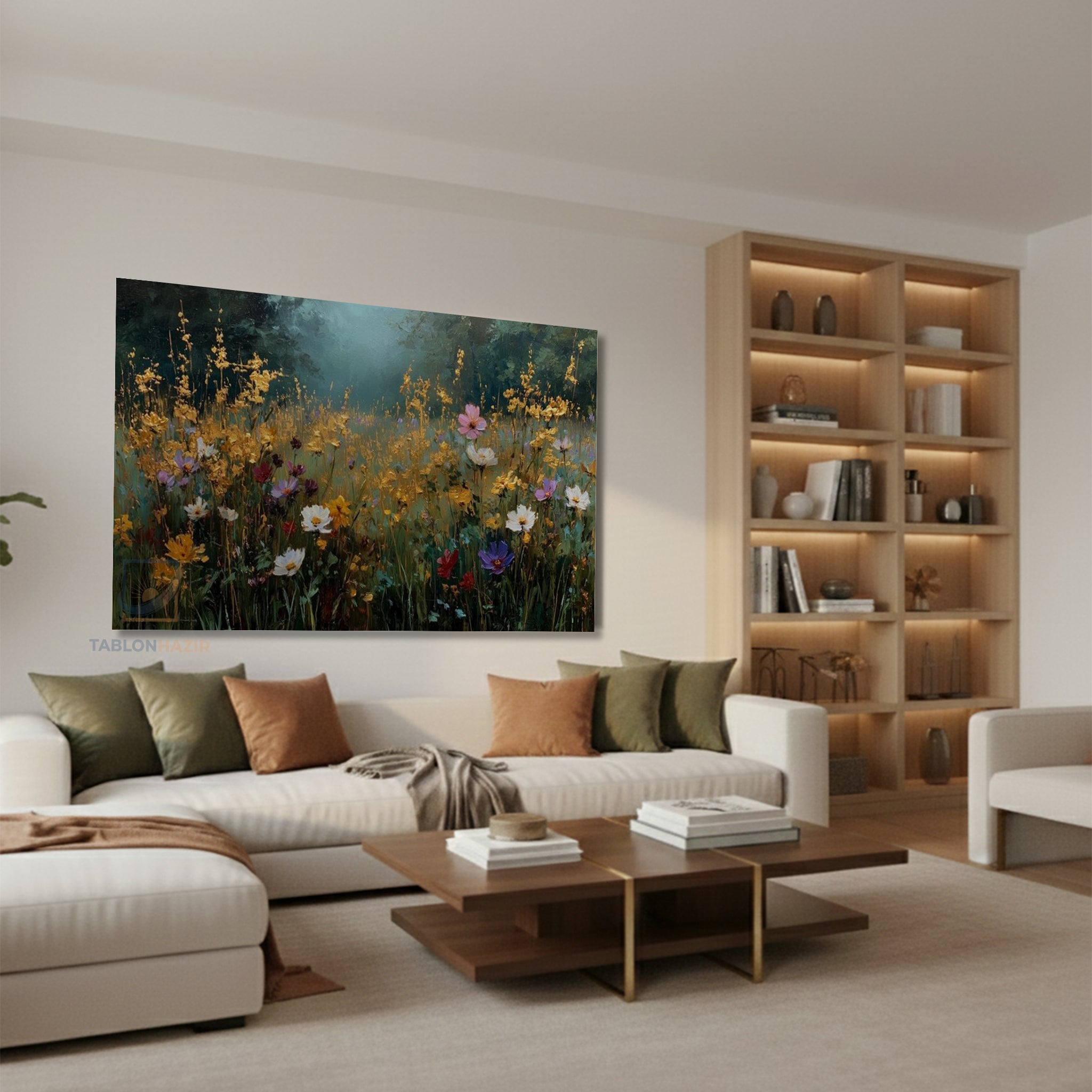 Yatay Kanvas Duvar Tablosu Cicek Manzarasi Salon Tablosu Ofis Tablosu Yeni Ev Hediyesi Dekorasyon