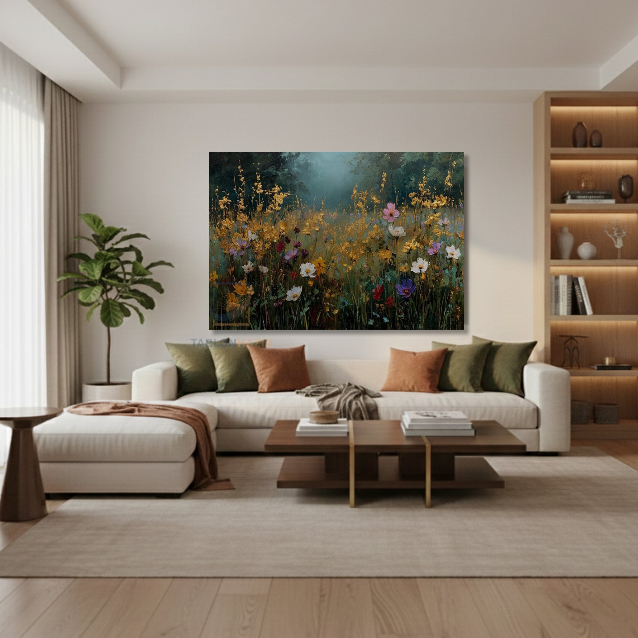 Yatay Kanvas Duvar Tablosu Cicek Manzarasi Salon Tablosu Ofis Tablosu Yeni Ev Hediyesi Dekorasyon
