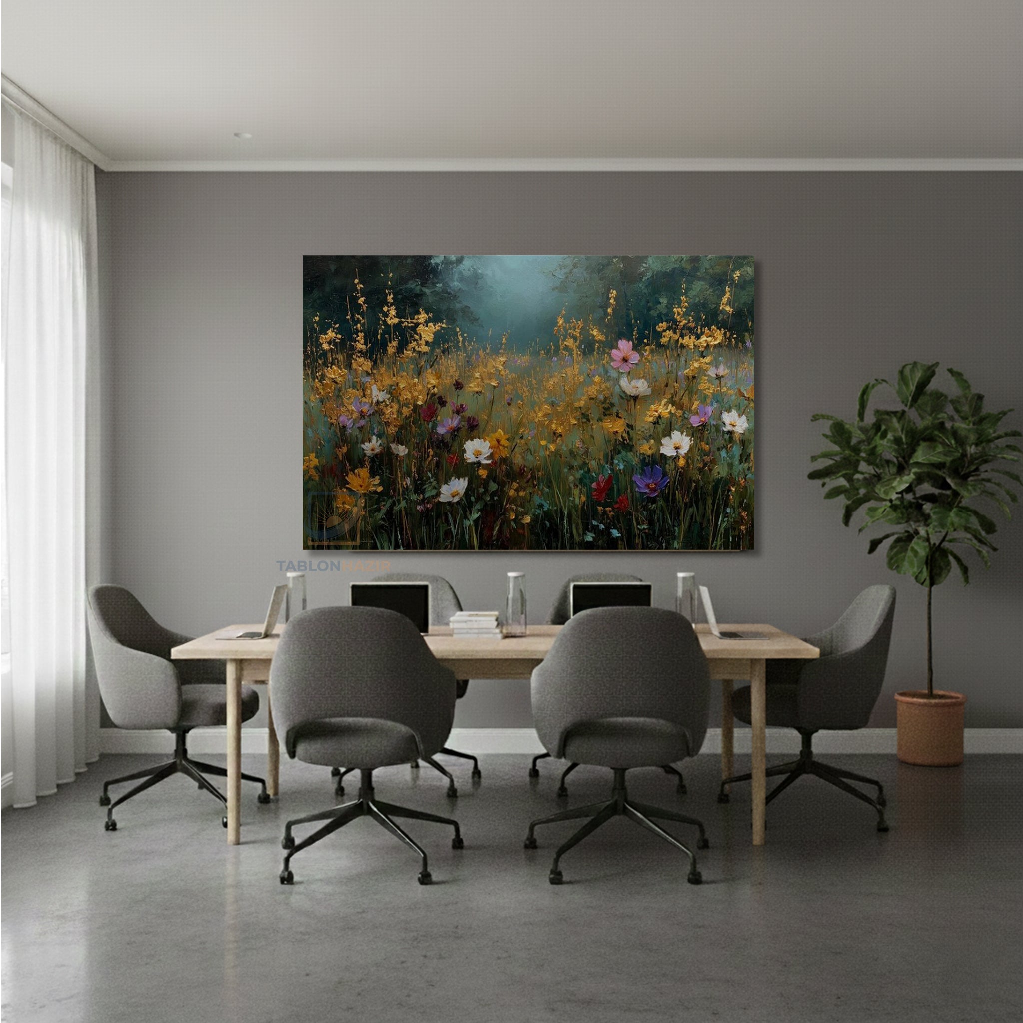 Yatay Kanvas Duvar Tablosu Cicek Manzarasi Salon Tablosu Ofis Tablosu Yeni Ev Hediyesi Dekorasyon