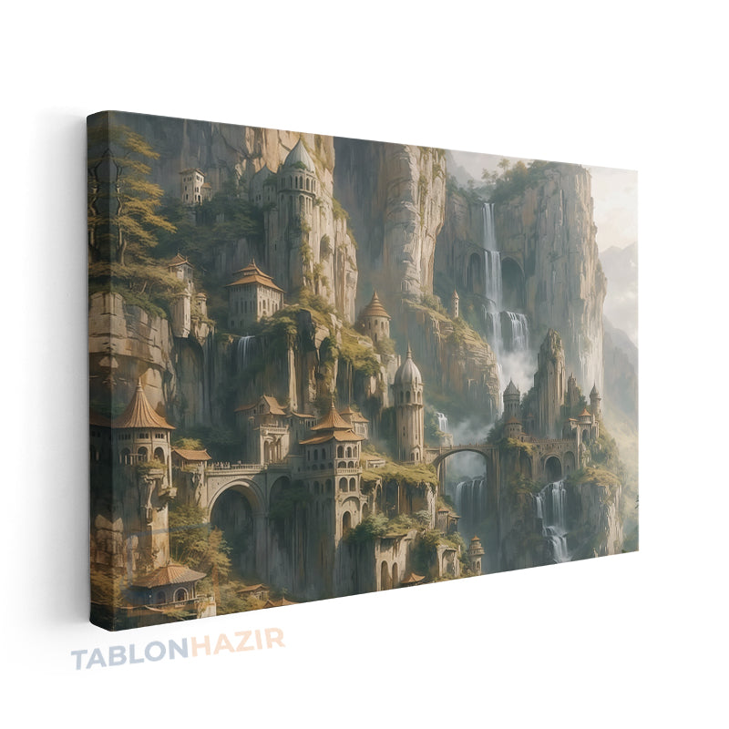 Yatay Kanvas Duvar Tablosu Daglardaki Satolar Salon Tablosu Ofis Tablosu Yeni Ev Hediyesi Dekorasyon