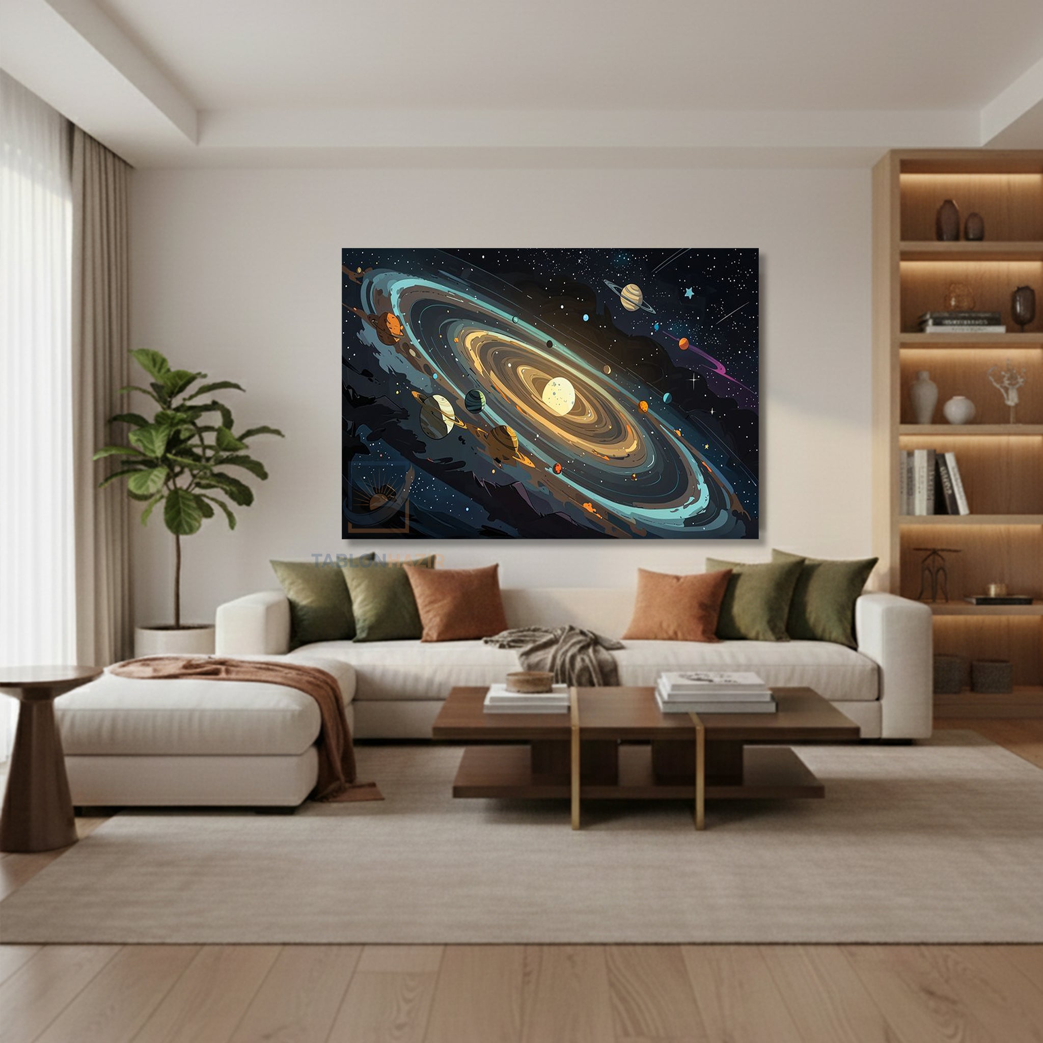 Yatay Kanvas Duvar Tablosu Evren Cizimi Salon Tablosu Ofis Tablosu Yeni Ev Hediyesi Dekorasyon