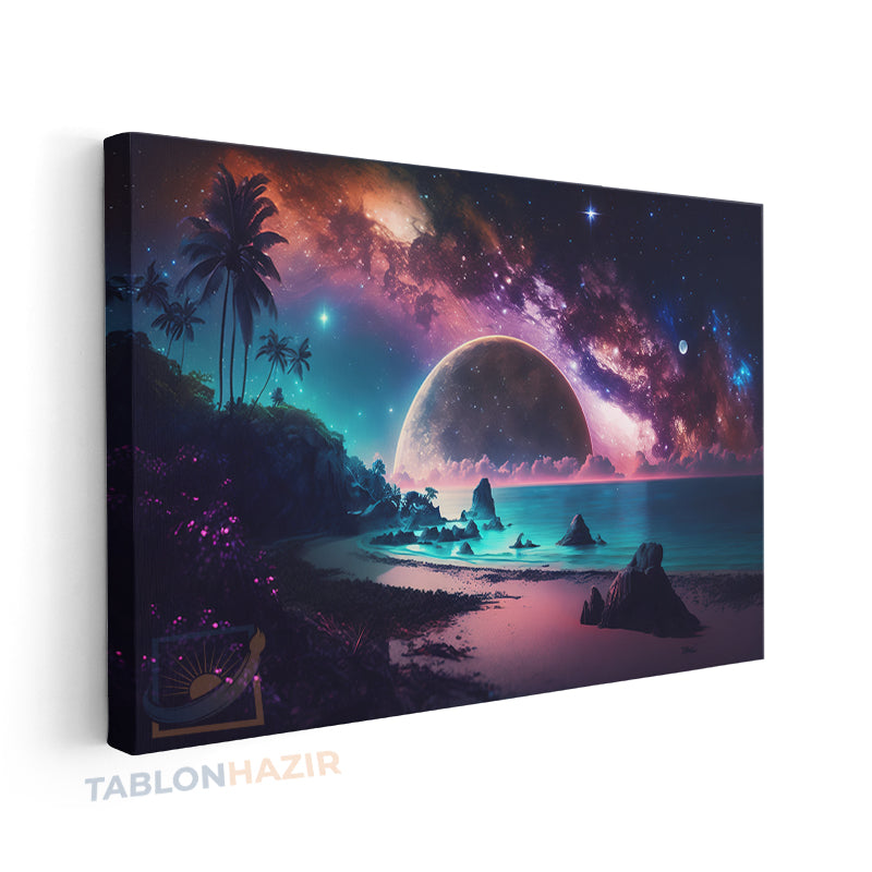 Yatay Kanvas Duvar Tablosu Evren Gezegenler Salon Tablosu Ofis Tablosu Yeni Ev Hediyesi Dekorasyon