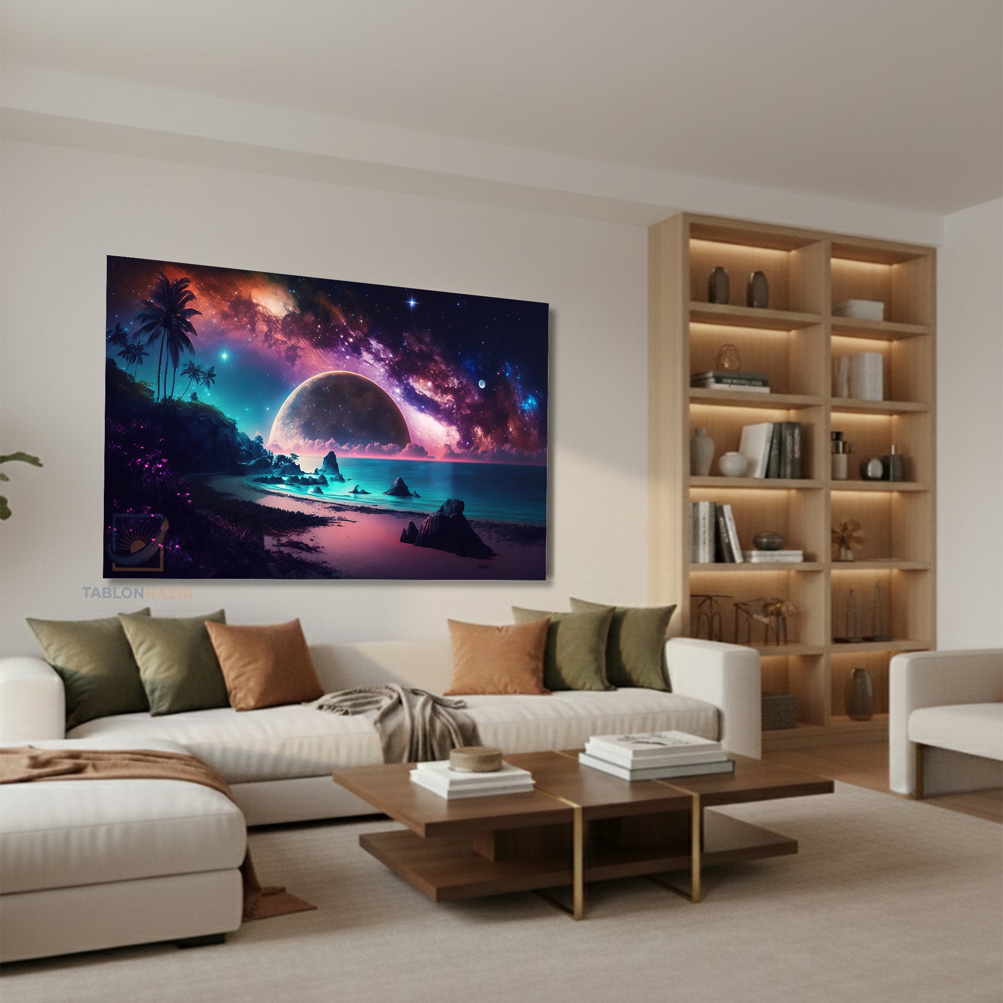 Yatay Kanvas Duvar Tablosu Evren Gezegenler Salon Tablosu Ofis Tablosu Yeni Ev Hediyesi Dekorasyon