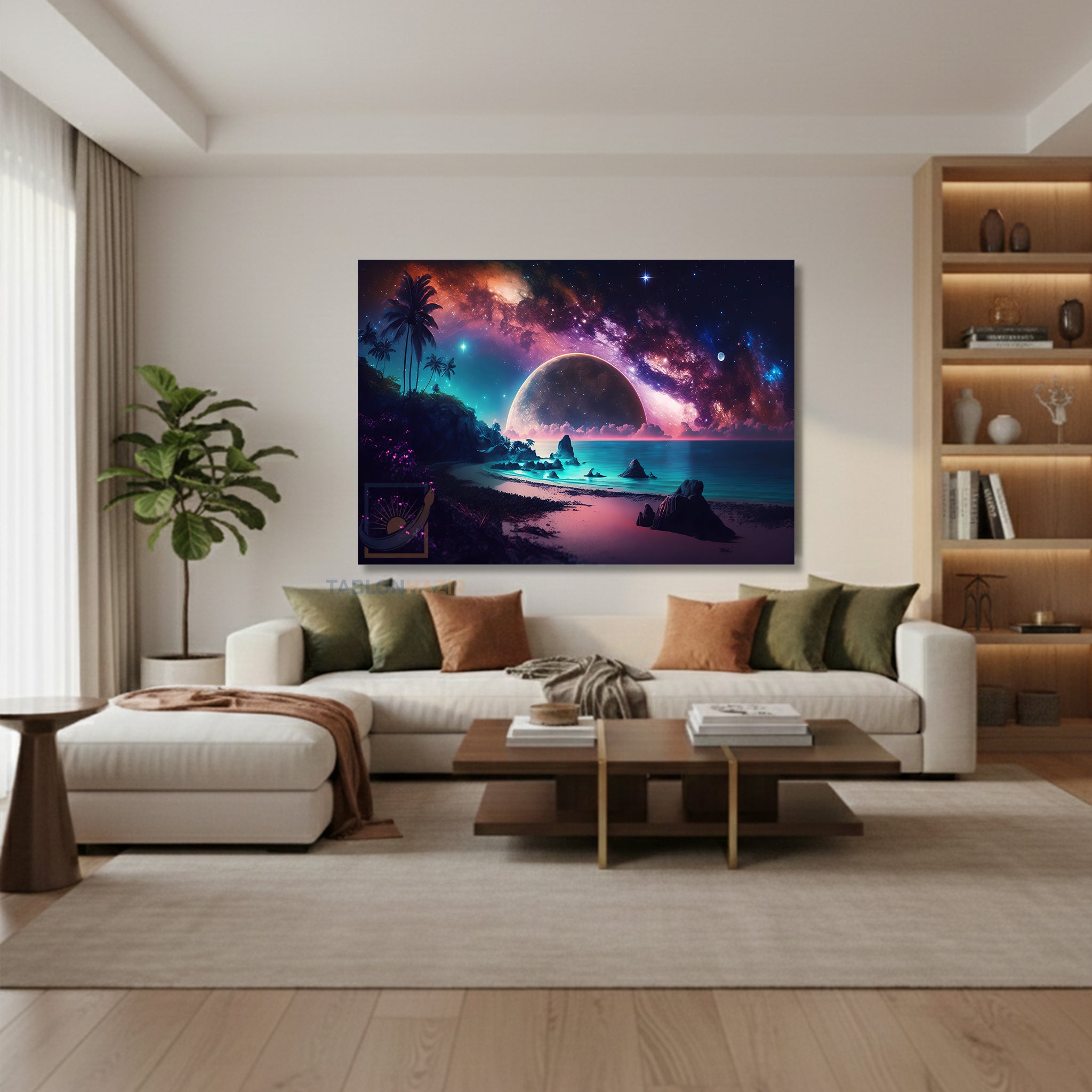 Yatay Kanvas Duvar Tablosu Evren Gezegenler Salon Tablosu Ofis Tablosu Yeni Ev Hediyesi Dekorasyon