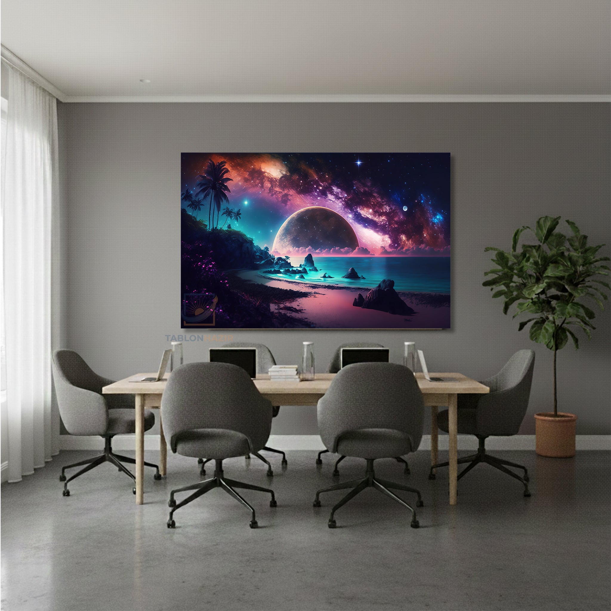 Yatay Kanvas Duvar Tablosu Evren Gezegenler Salon Tablosu Ofis Tablosu Yeni Ev Hediyesi Dekorasyon