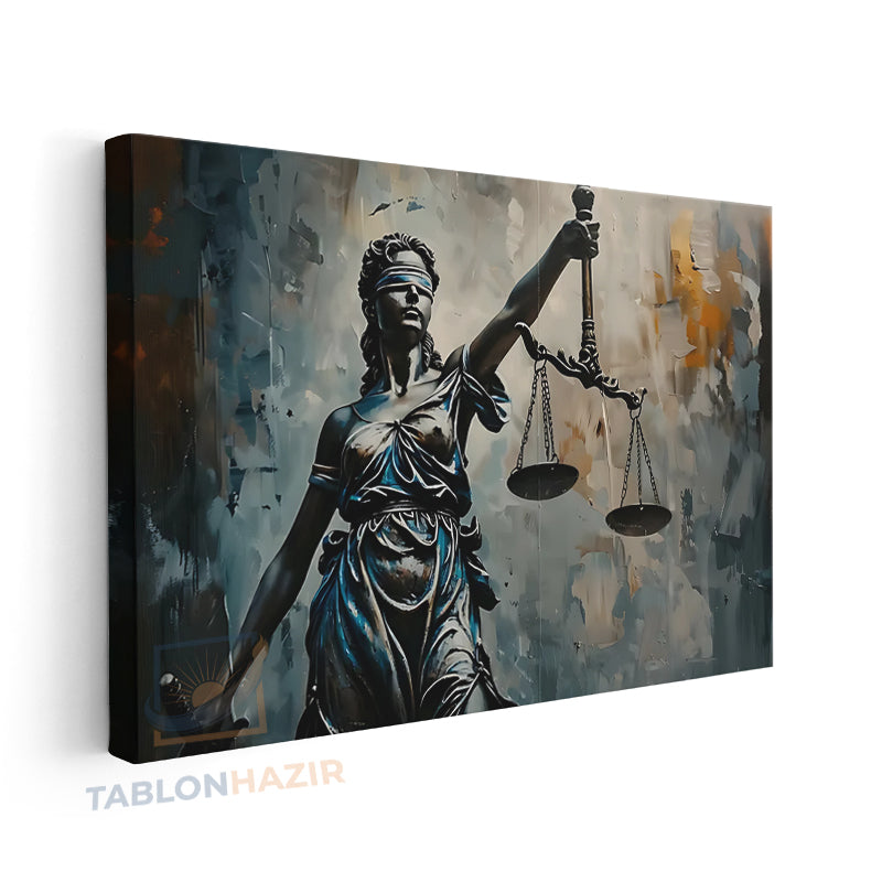 Yatay Kanvas Duvar Tablosu Gri Hukuk Tablosu Salon Tablosu Ofis Tablosu Yeni Ev Hediyesi Dekorasyon