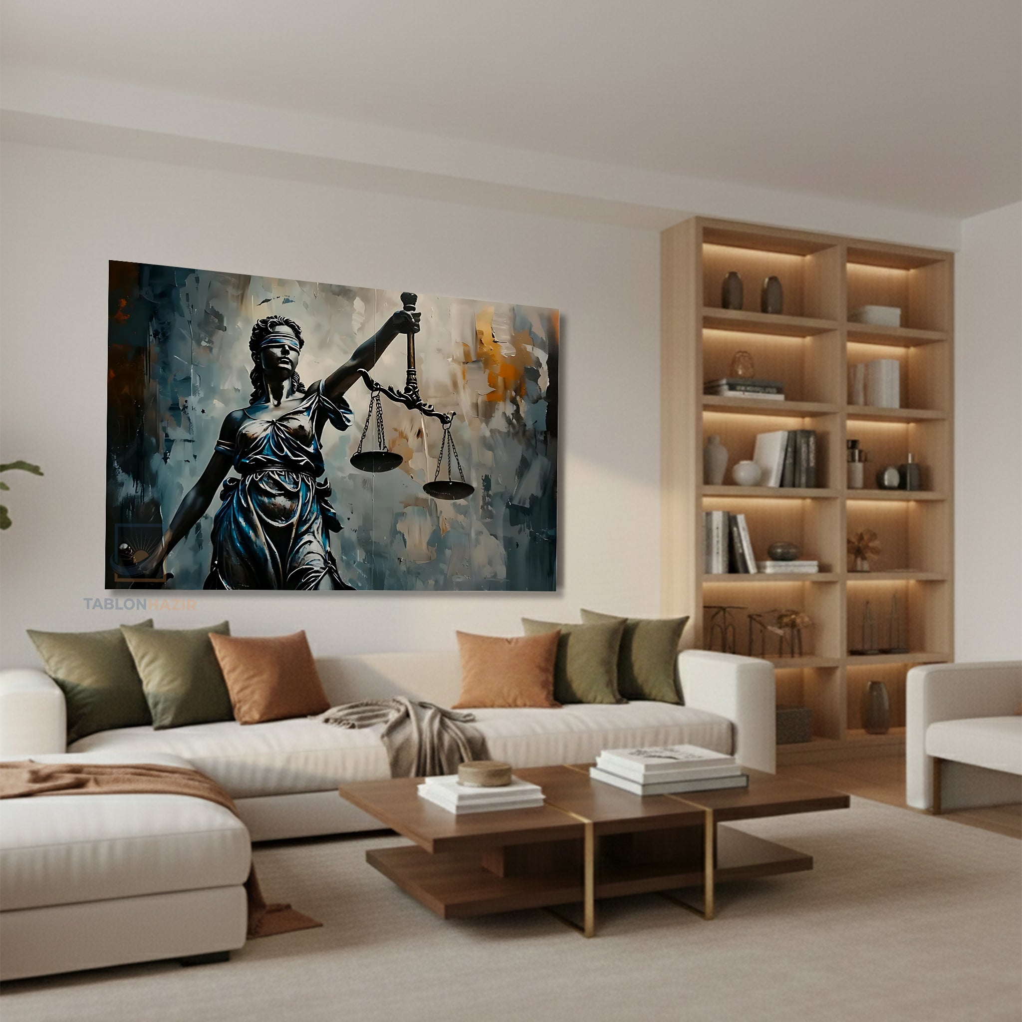 Yatay Kanvas Duvar Tablosu Gri Hukuk Tablosu Salon Tablosu Ofis Tablosu Yeni Ev Hediyesi Dekorasyon