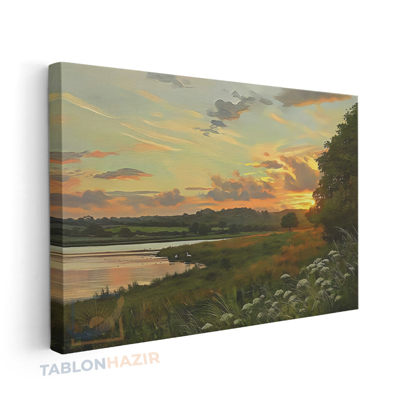 Yatay Kanvas Duvar Tablosu Gunbatimi Cizim Salon Tablosu Ofis Tablosu Yeni Ev Hediyesi Dekorasyon