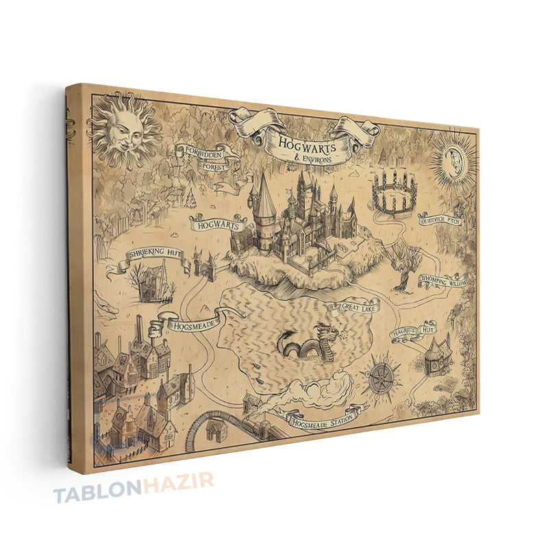 Yatay Kanvas Duvar Tablosu Hogwards Map Salon Tablosu Ofis Tablosu Yeni Ev Hediyesi Dekorasyon