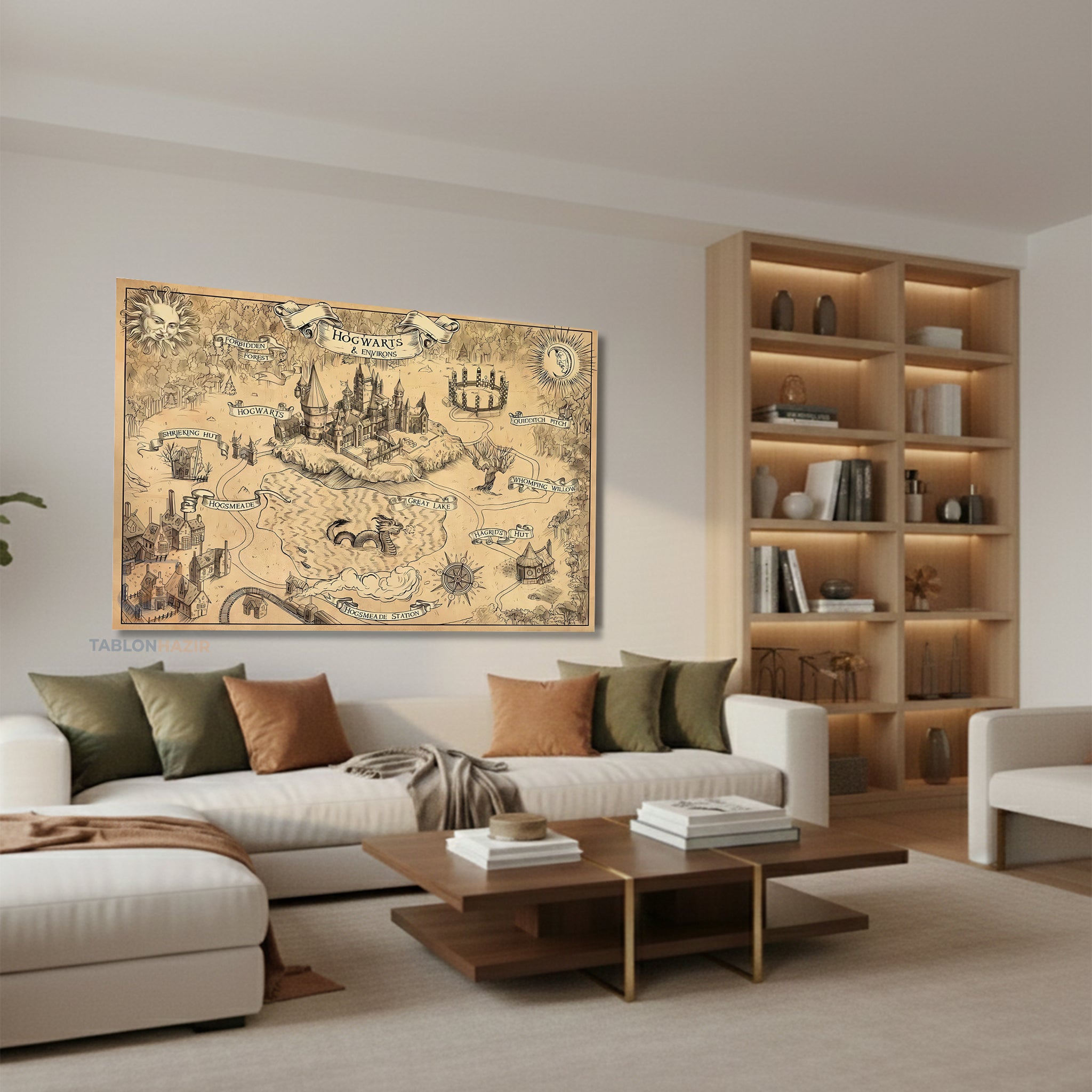 Yatay Kanvas Duvar Tablosu Hogwards Map Salon Tablosu Ofis Tablosu Yeni Ev Hediyesi Dekorasyon