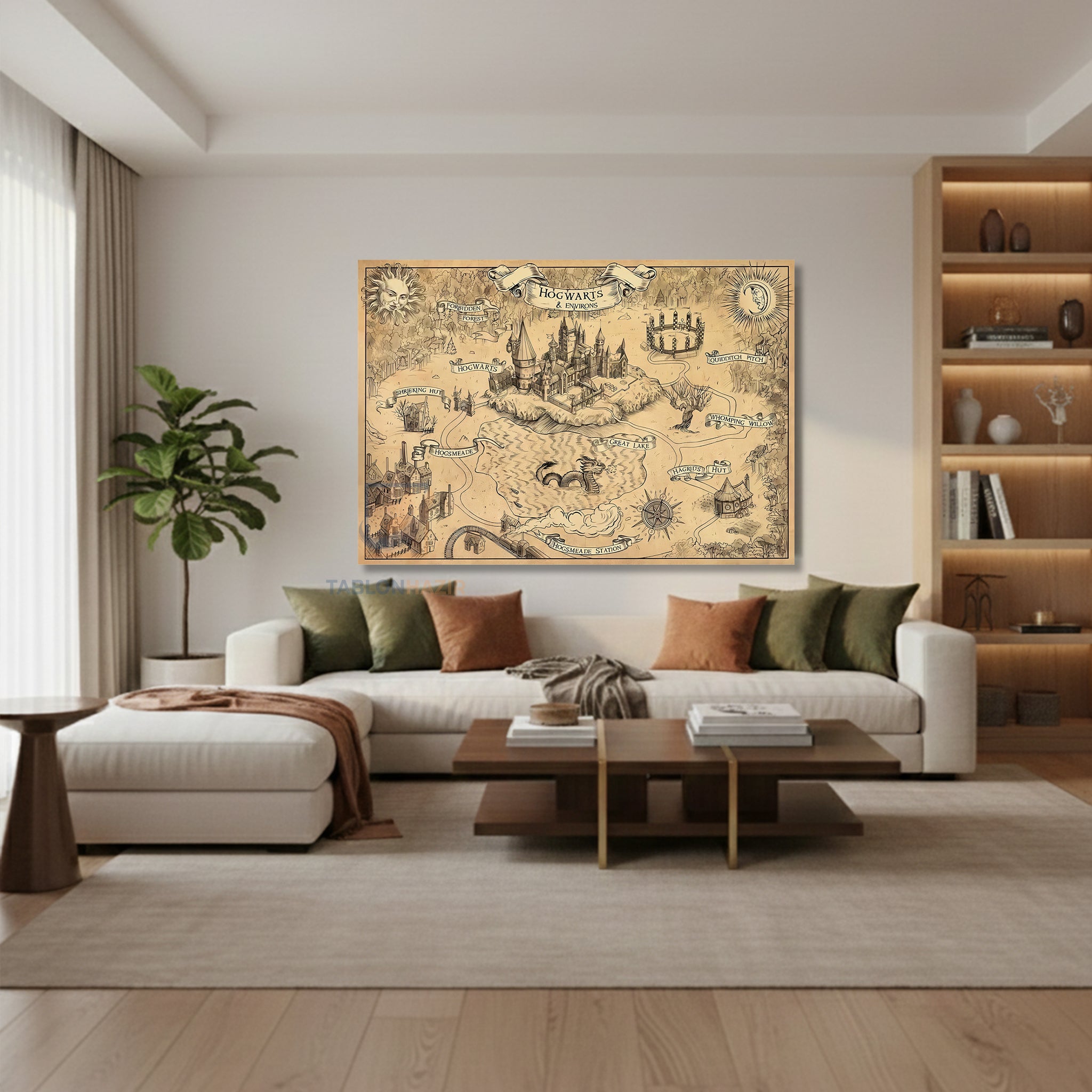 Yatay Kanvas Duvar Tablosu Hogwards Map Salon Tablosu Ofis Tablosu Yeni Ev Hediyesi Dekorasyon