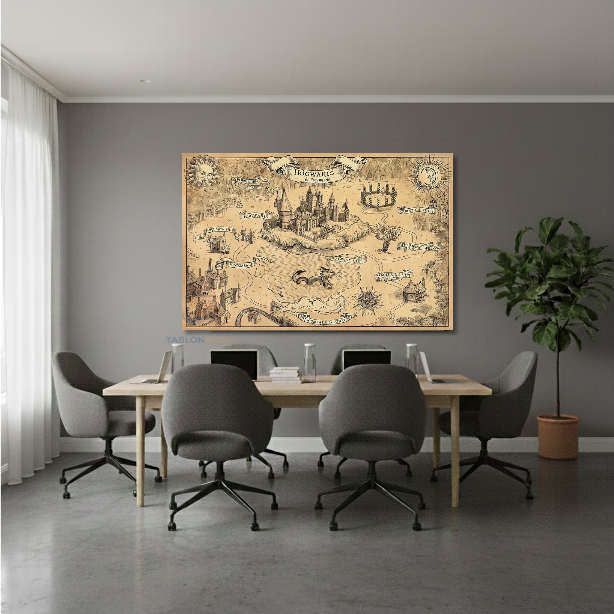 Yatay Kanvas Duvar Tablosu Hogwards Map Salon Tablosu Ofis Tablosu Yeni Ev Hediyesi Dekorasyon
