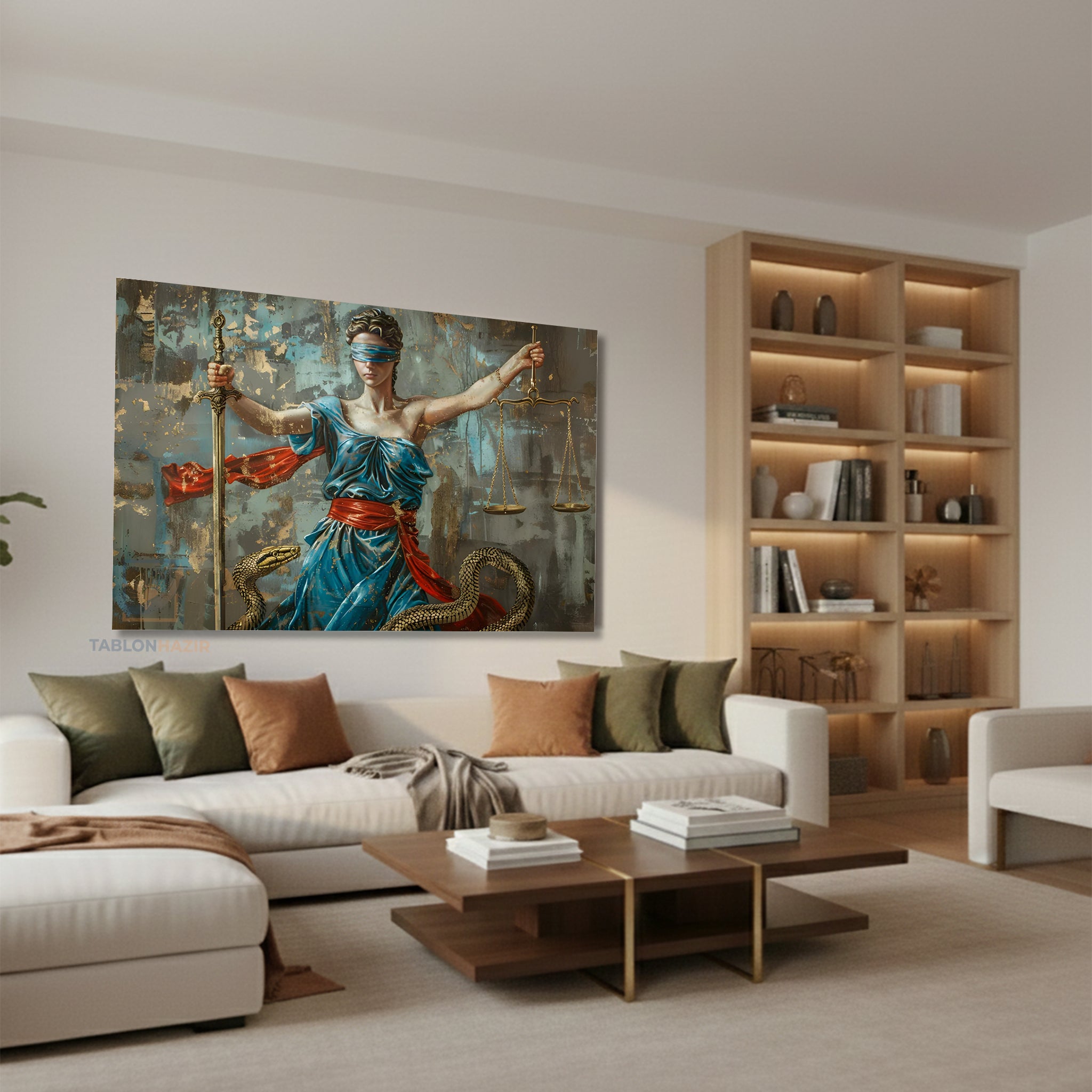 Yatay Kanvas Duvar Tablosu Hukuk Tablosu Kilic Salon Tablosu Ofis Tablosu Ev Hediyesi Dekorasyon