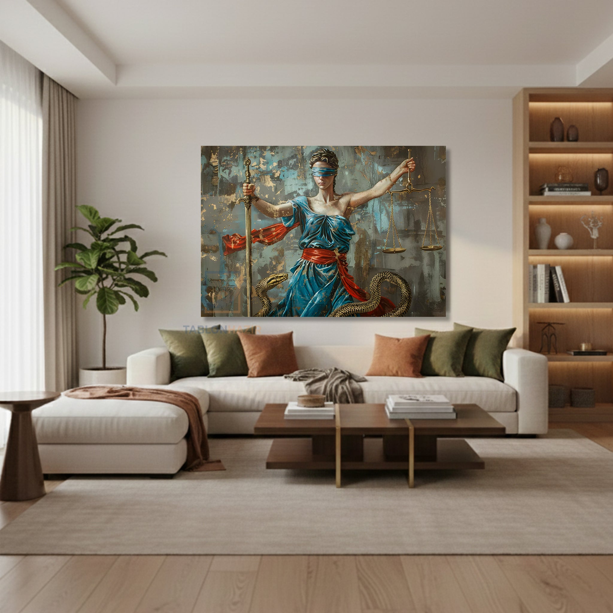 Yatay Kanvas Duvar Tablosu Hukuk Tablosu Kilic Salon Tablosu Ofis Tablosu Ev Hediyesi Dekorasyon