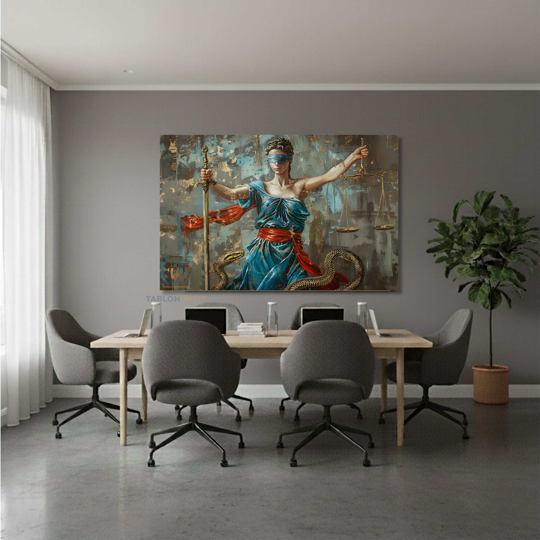 Yatay Kanvas Duvar Tablosu Hukuk Tablosu Kilic Salon Tablosu Ofis Tablosu Ev Hediyesi Dekorasyon