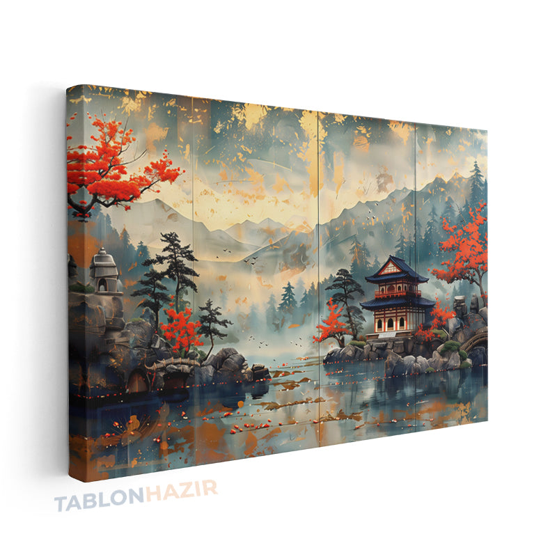 Yatay Kanvas Duvar Tablosu Japon Klasik Manzara Salon Tablosu Ofis Tablosu Ev Hediyesi Dekorasyon