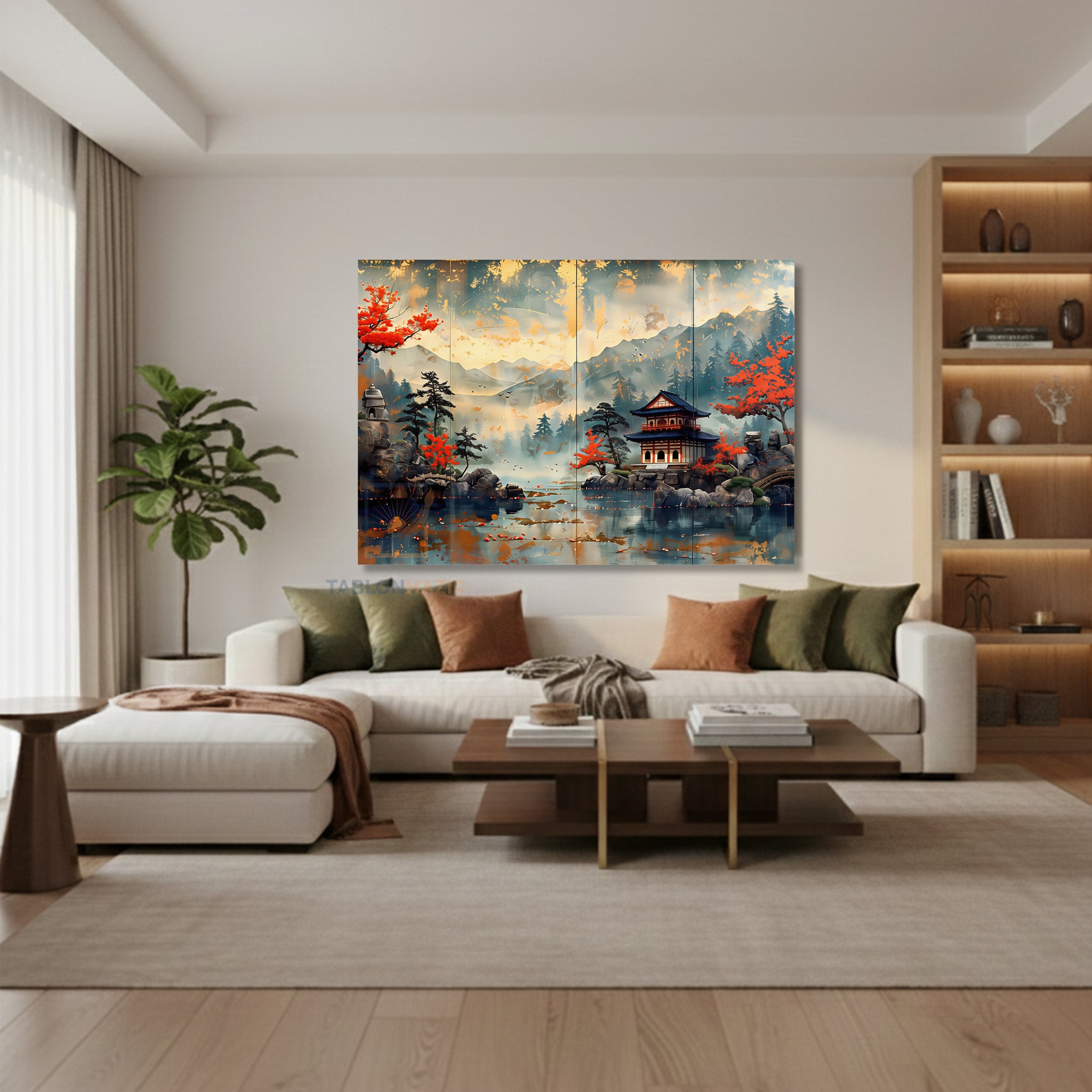 Yatay Kanvas Duvar Tablosu Japon Klasik Manzara Salon Tablosu Ofis Tablosu Ev Hediyesi Dekorasyon