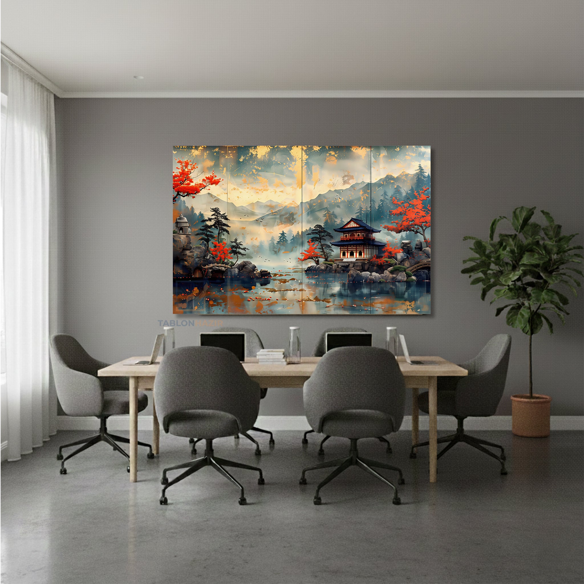 Yatay Kanvas Duvar Tablosu Japon Klasik Manzara Salon Tablosu Ofis Tablosu Ev Hediyesi Dekorasyon