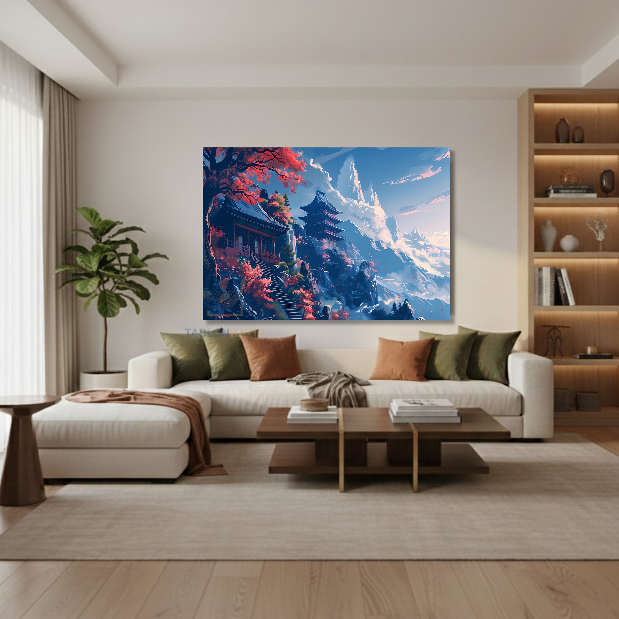 Yatay Kanvas Duvar Tablosu Japon Tapinak Agac Salon Tablosu Ofis Tablosu Yeni Ev Hediyesi Dekorasyon