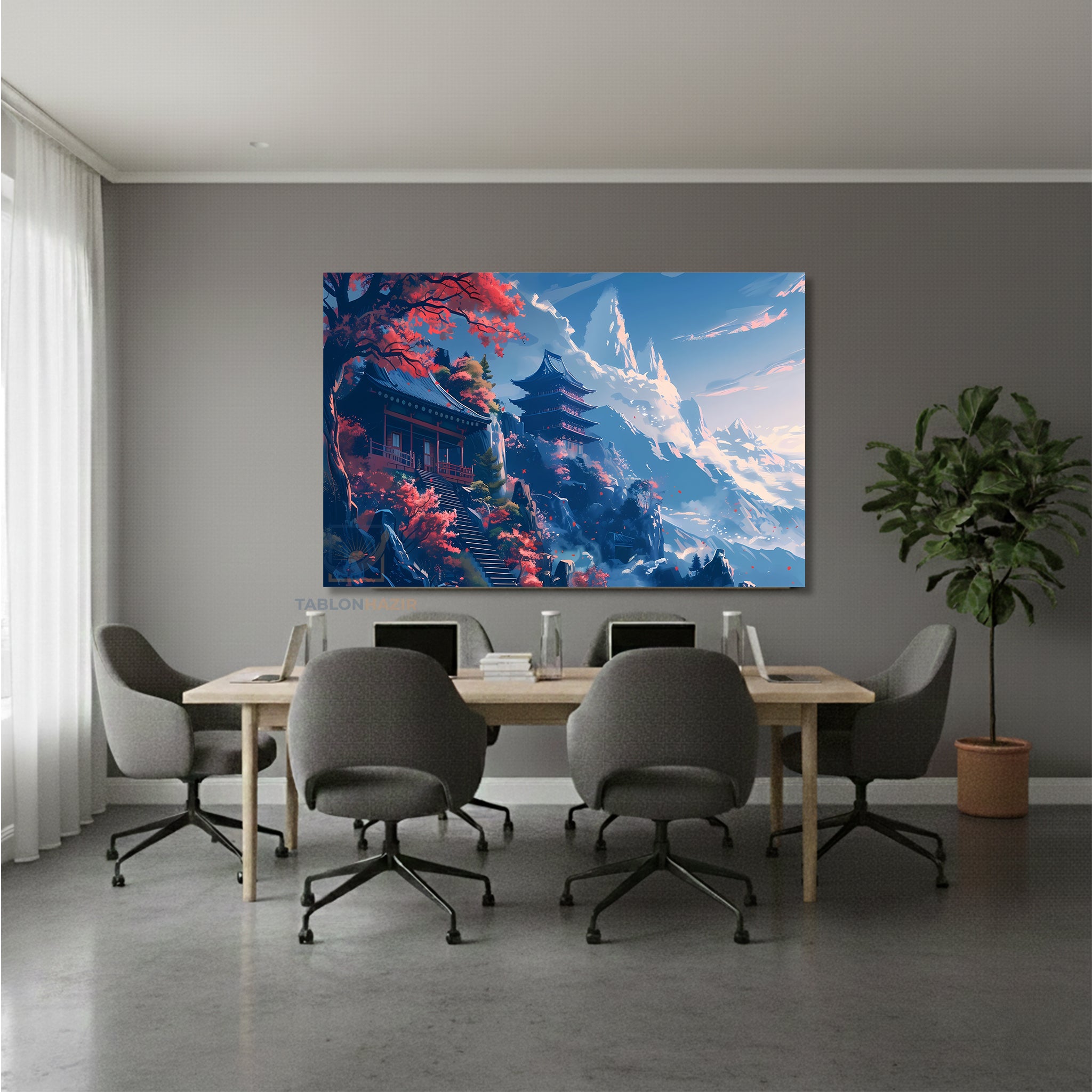 Yatay Kanvas Duvar Tablosu Japon Tapinak Agac Salon Tablosu Ofis Tablosu Yeni Ev Hediyesi Dekorasyon