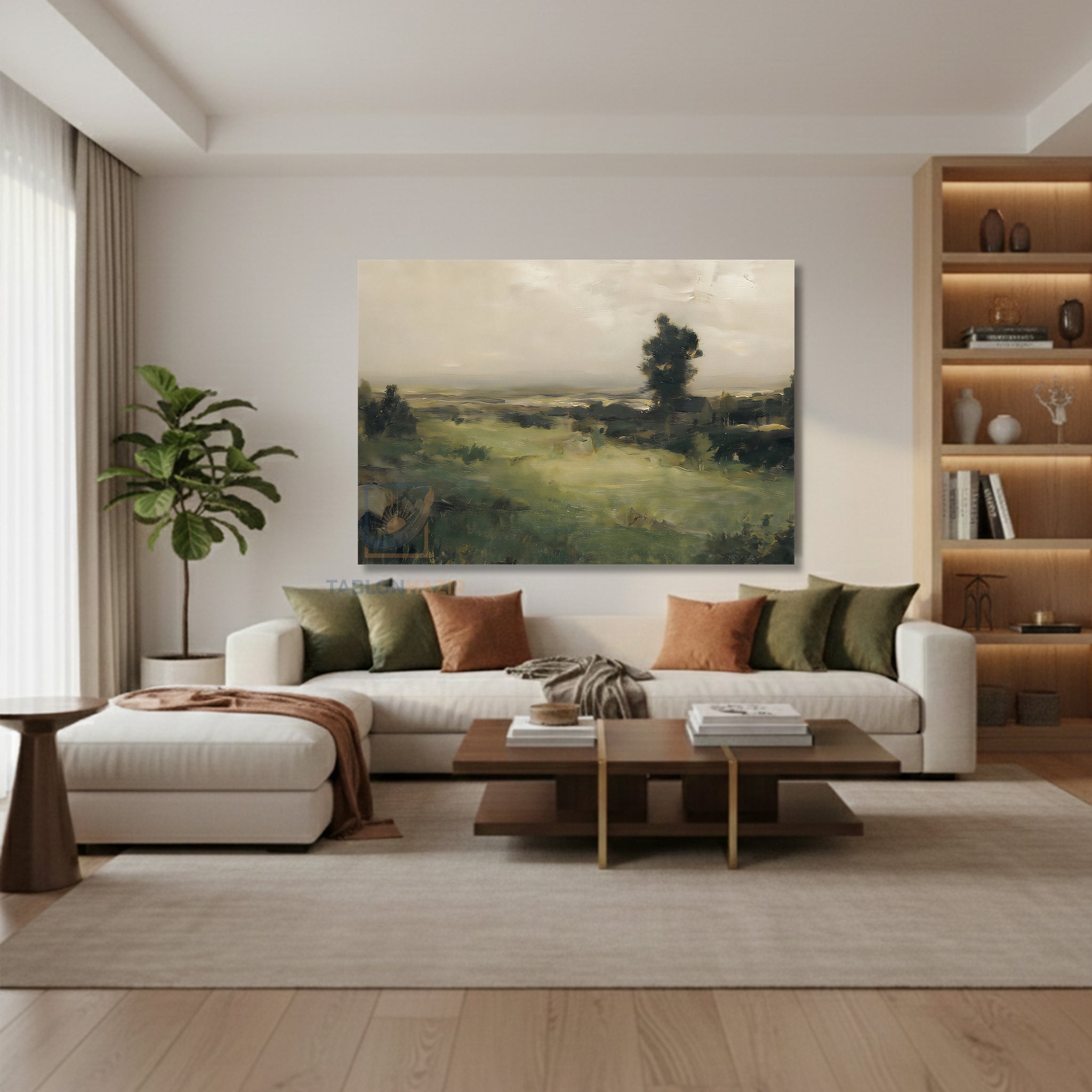 Yatay Kanvas Duvar Tablosu Klasik Manzara 1 Salon Tablosu Ofis Tablosu Yeni Ev Hediyesi Dekorasyon