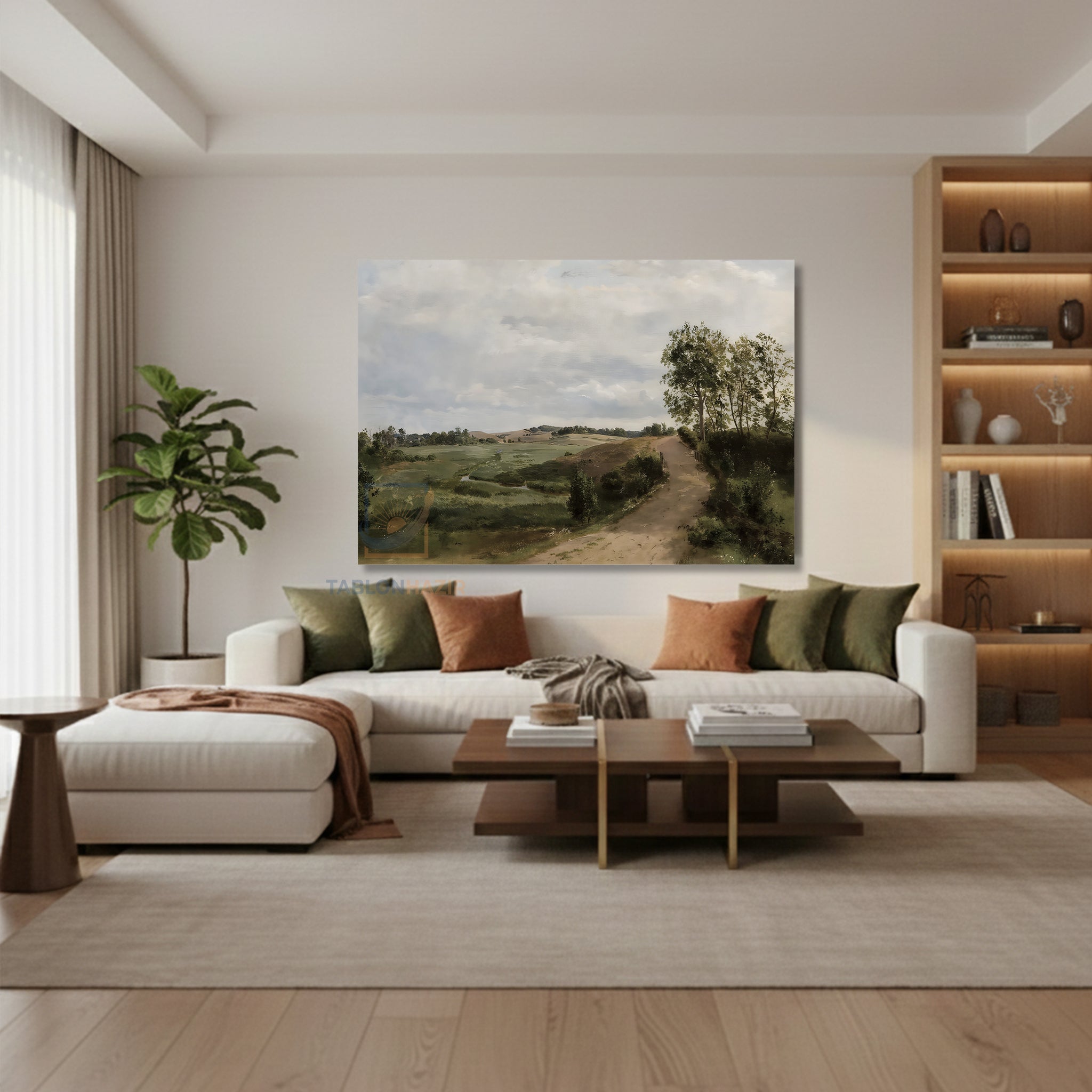 Yatay Kanvas Duvar Tablosu Klasik Manzara 19 Salon Tablosu Ofis Tablosu Yeni Ev Hediyesi Dekorasyon