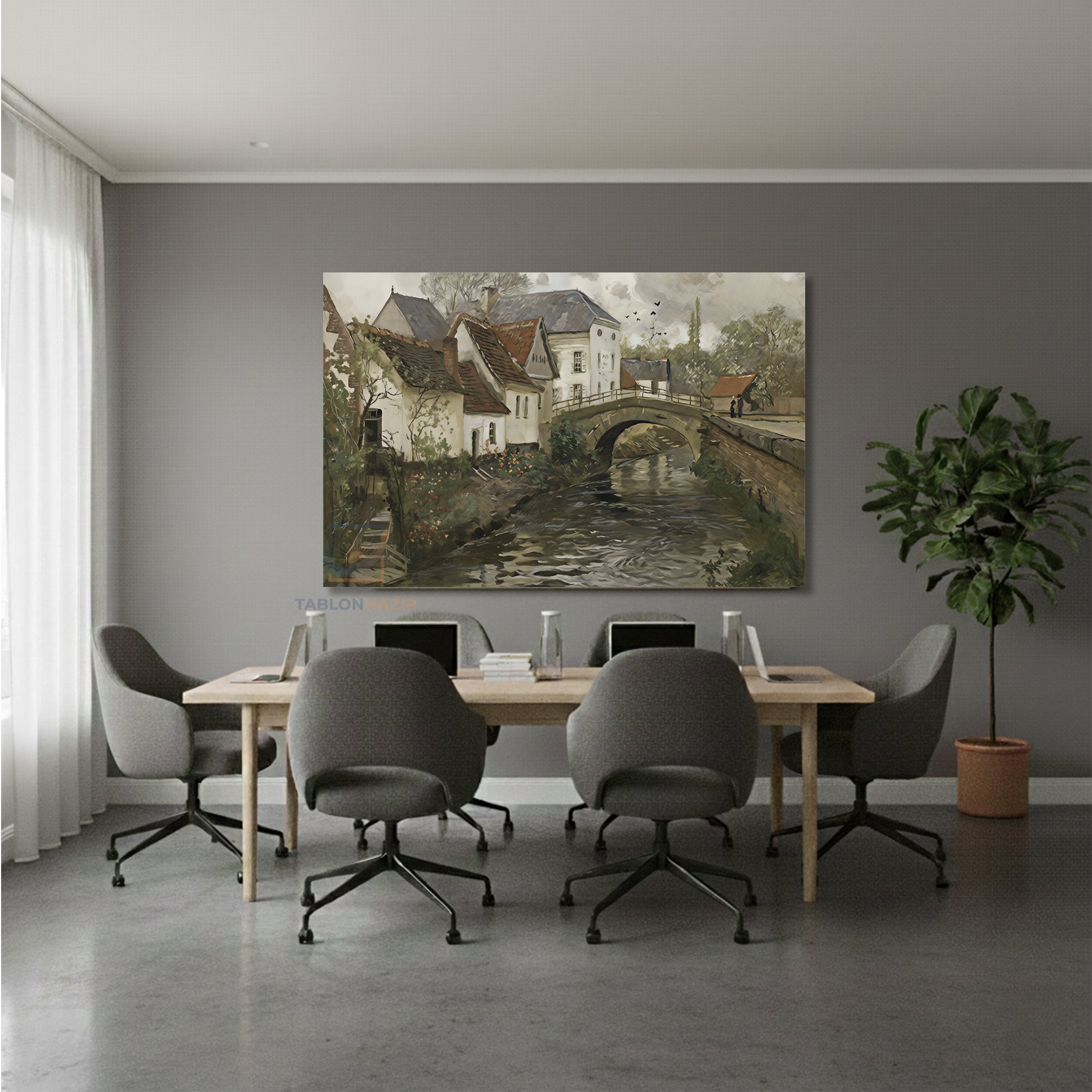 Yatay Kanvas Duvar Tablosu Klasik Manzara 7 Salon Tablosu Ofis Tablosu Yeni Ev Hediyesi Dekorasyon