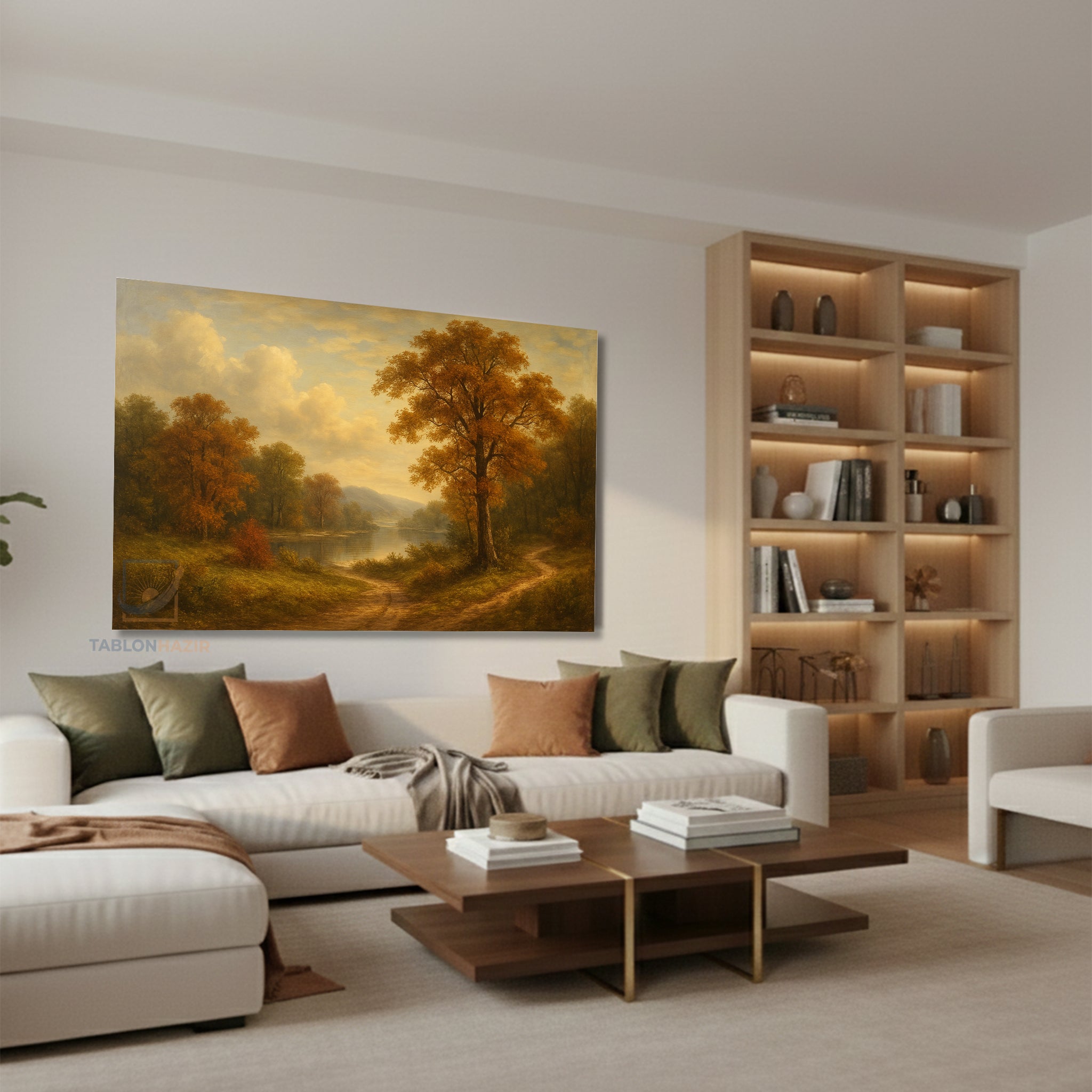 Yatay Kanvas Duvar Tablosu Klasik Manzara Cizimi Salon Tablosu Ofis Tablosu Ev Hediyesi Dekorasyon