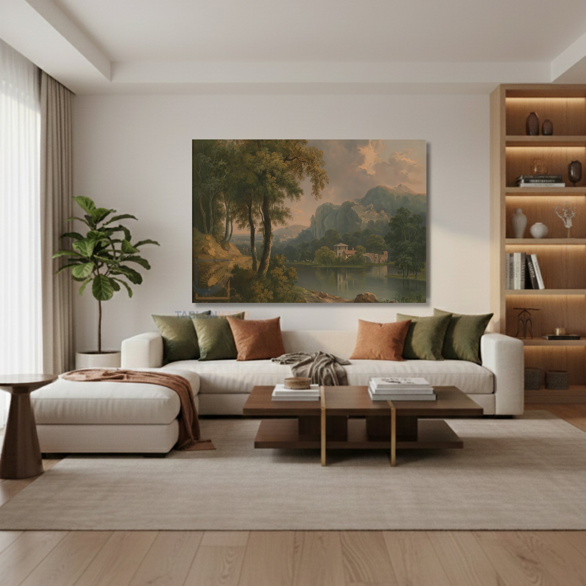Yatay Kanvas Duvar Tablosu Klasik Manzara Sonbahar Salon Tablosu Ofis Tablosu Ev Hediyesi Dekorasyon