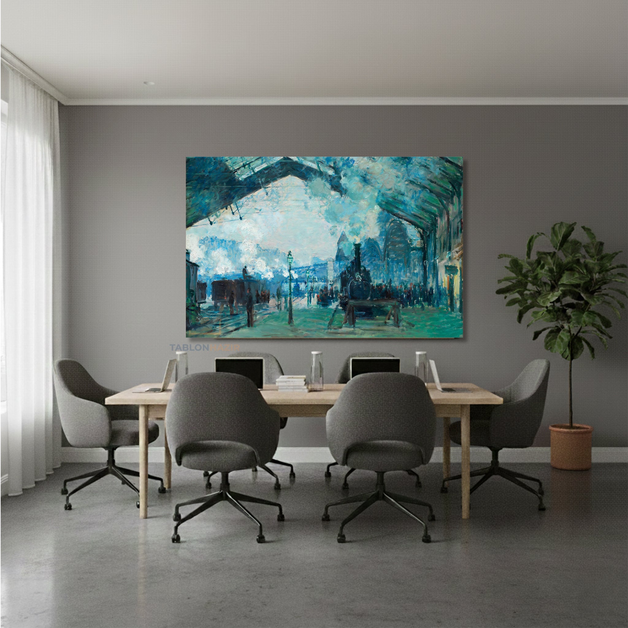 Yatay Kanvas Duvar Tablosu Klasik Tren İstasyonu Salon Tablosu Ofis Tablosu Ev Hediyesi Dekorasyon