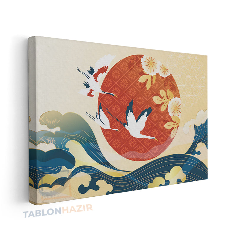 Yatay Kanvas Duvar Tablosu Leylekgunessu Salon Tablosu Ofis Tablosu Yeni Ev Hediyesi Dekorasyon